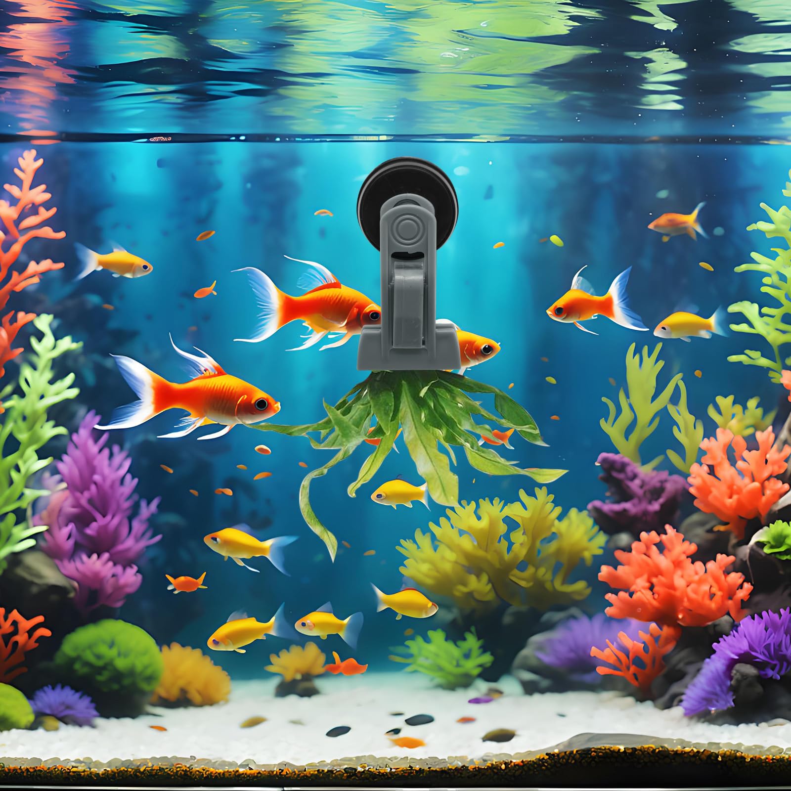 Mangiatoia per pesci rossi, accessori per acquari marini, magnete per alghe, mangiatoia per alghe marine, clip magnetiche, anello di alimentazione per acquari adatto per pesce animali acquatici
