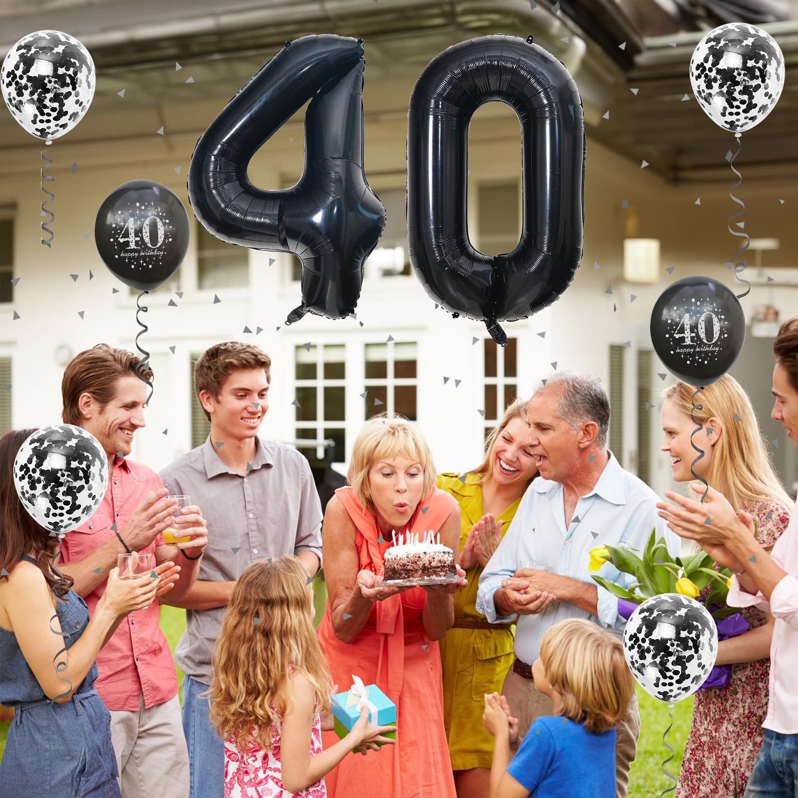 Zahl 40 Luftballons Schwarz