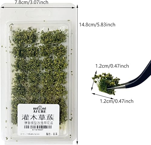 Miniatura 2 de Cayway 49 unidades de césped estático modelo de mechones de césped artificial ferroviario, grupos de vegetación para bricolaje, arquitectura, modelo