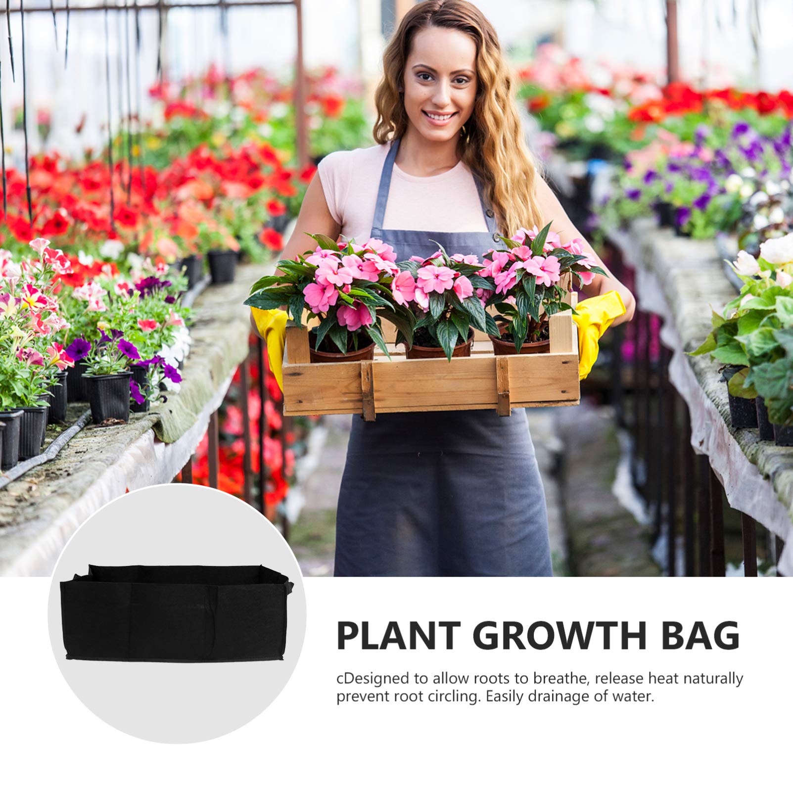 6 Stück Quadratische Pflanzsäcke Vliesstoff Große Gartenanbau Taschen Schwarz für Gemüse und Blumen für Balkon und Garten Atmungsaktiv und Wiederverwendbar