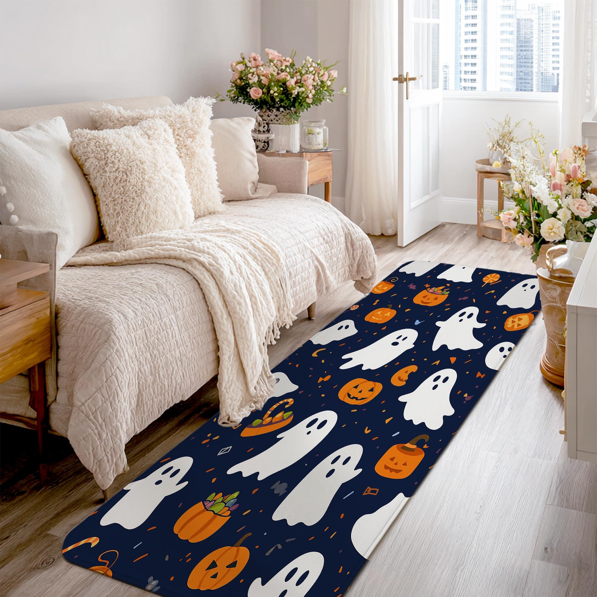 Tapis de couloir anti-froid en éponge orange pour sécuriser et décorer une entrée