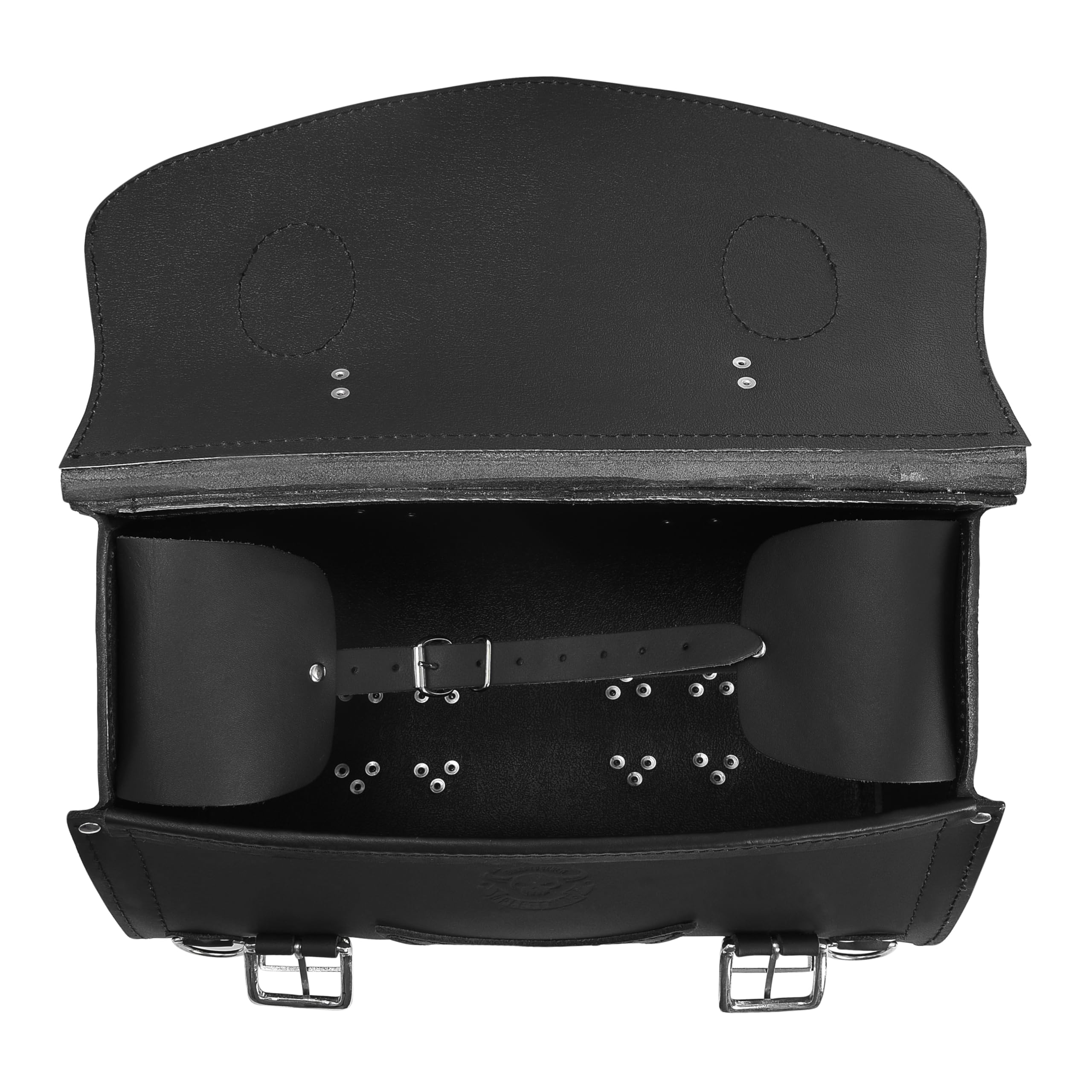Devil Black Valigia Bagaglio Von Orletanos XS Sissybar Valigia Ruolo Scooter Motorino Moto compatibile con Harley Davidson HD Borsa Cuoio Portapacchi Heckkoffer Moto Custom Nero