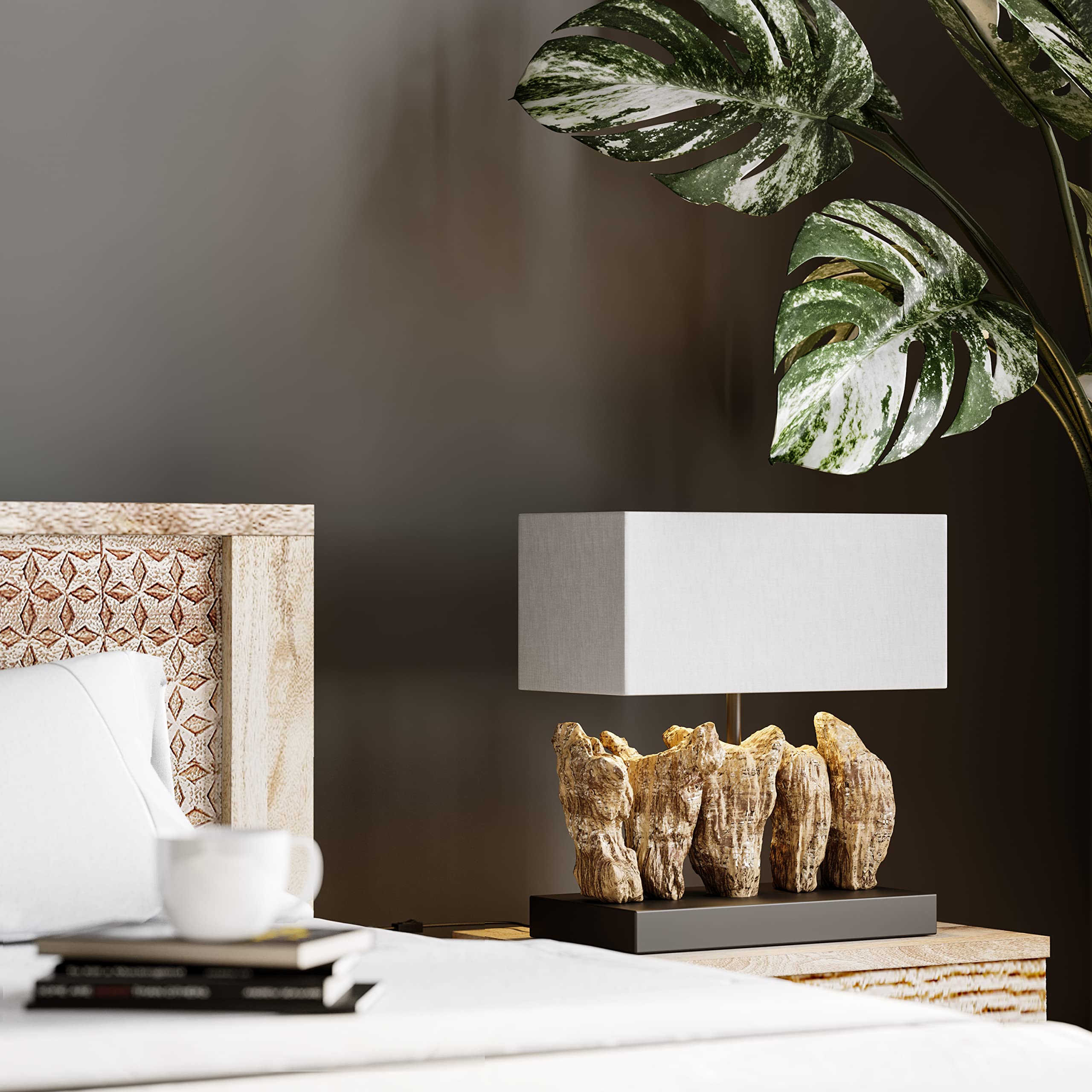 Kare Design Lampada Da Tavolo, Nature Vertical, Bianco/Beige, 43Cm, Legno Naturale, Stile Individuale, Casa Al Mare, Decorazione Mare, Lampadina Non Inclusa