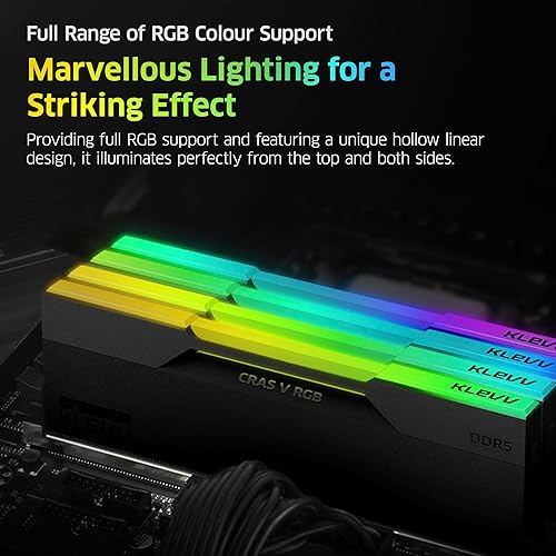 Miniatura 3 de KLEVV CRAS V 32GB (2X16GB) DDR5 RGB Gaming RAM 6000MTS PC5-48000 Unbuffered Non-ECC 1.35V CL30 Kit de módulo de memoria