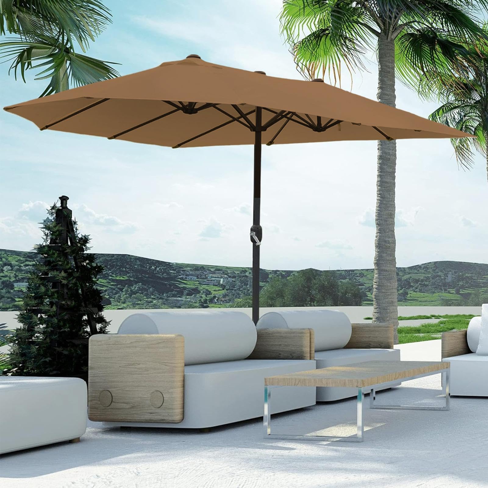 Copertura Sostitutiva per Ombrellone 12 Coste 2,70 m Parasole Ombra | Copertura Parasole per Esterno per Giardino, Piscina, Terrazza, Pergola, Serra