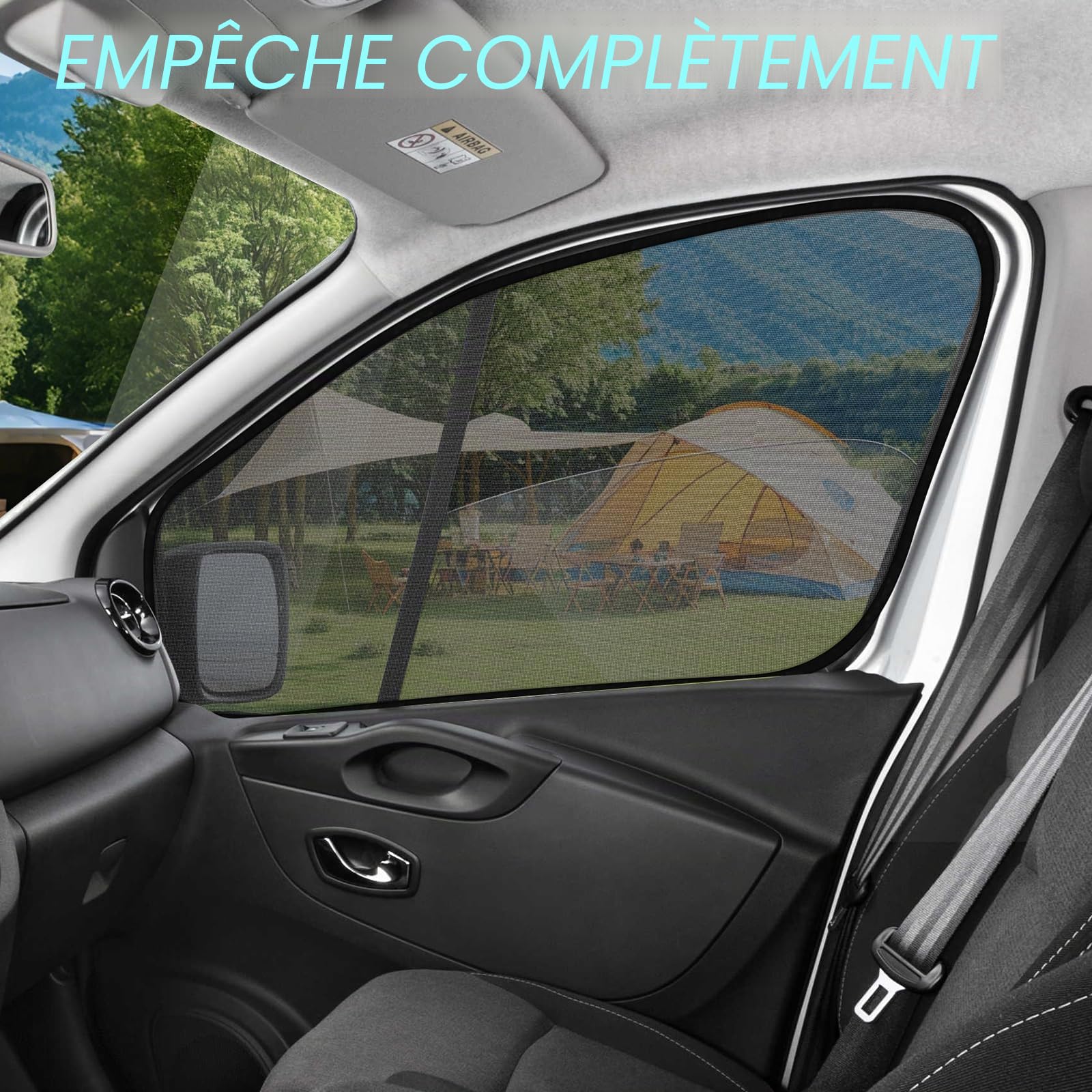 Moustiquaire Compatible avec Renault Trafic/F-iat Talento/O-pel Vivaro 2014-2025, Moustiquaire Magnétique pour Portes Avant (Paire), Moustiquaires Respirantes pour l'extérieur et Le Camping