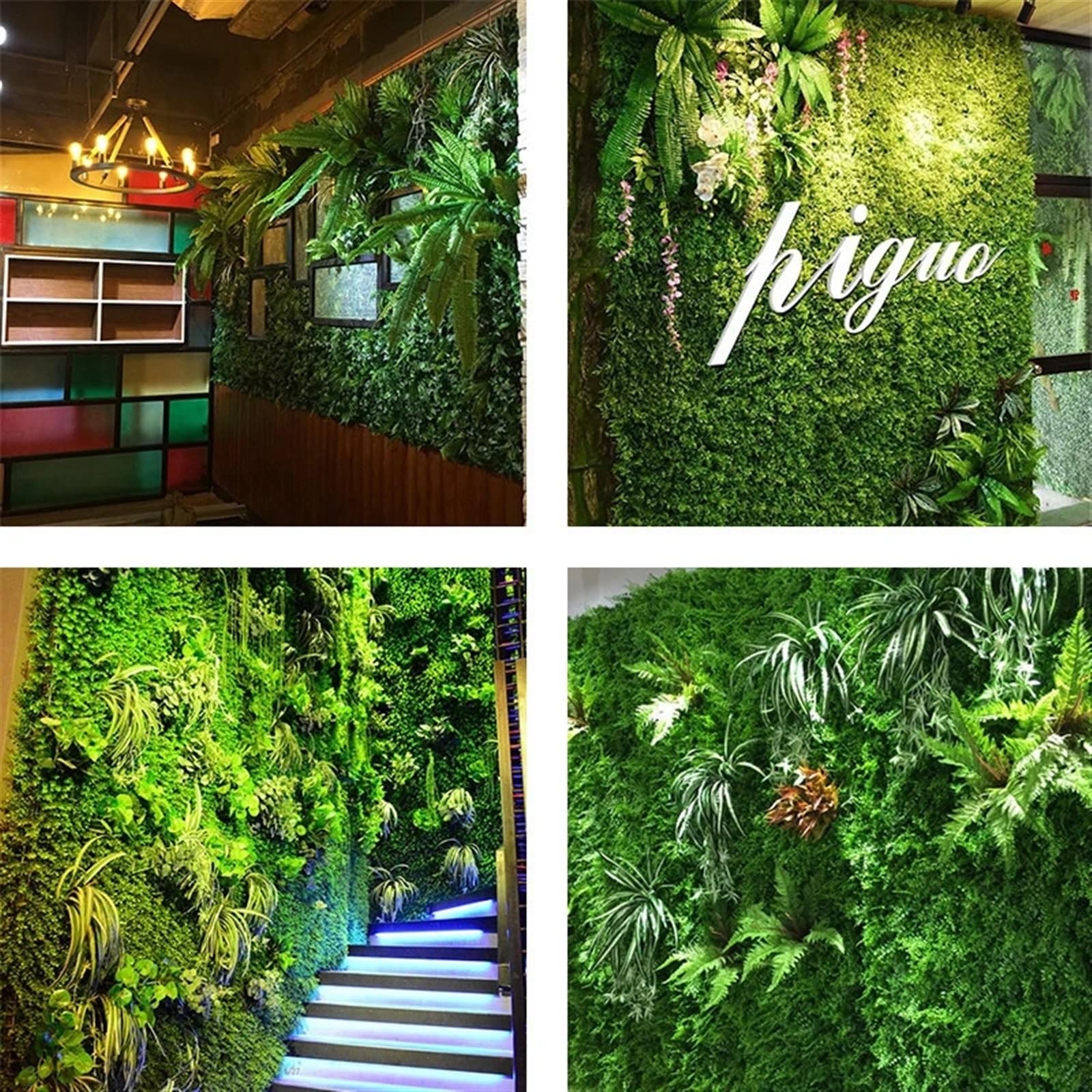 DOPGIB Kunstgras muur achtergrond, 10 x 10 (8P) Buxus Faux Groene Wandpanelen voor Binnenmuur, Groen Muur, Tuinmuur en Indoor Outdoor Plant Muur Decor