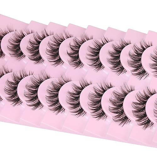 Miniatura 4 de wiwoseo Pestañas rusas, pestañas naturales de visón sintético, pestañas rizadas y onduladas, banda transparente, volumen ruso, 0.51 pulgadas,