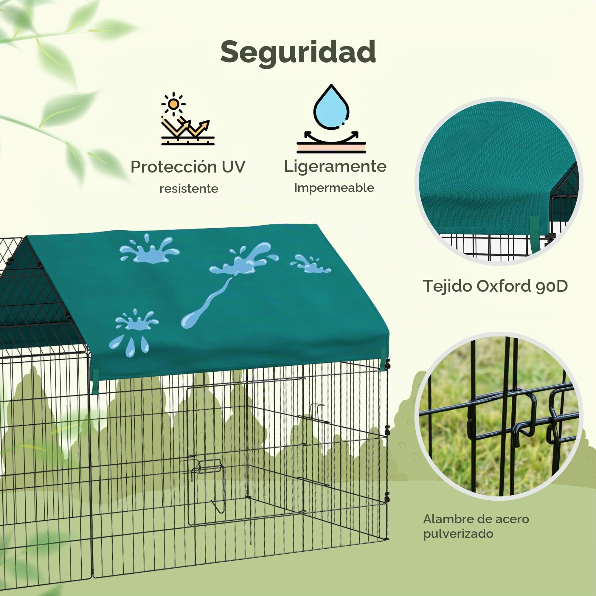 PawHut Gallinero metálico con Cubierta 87" x 34" x 41" Verde