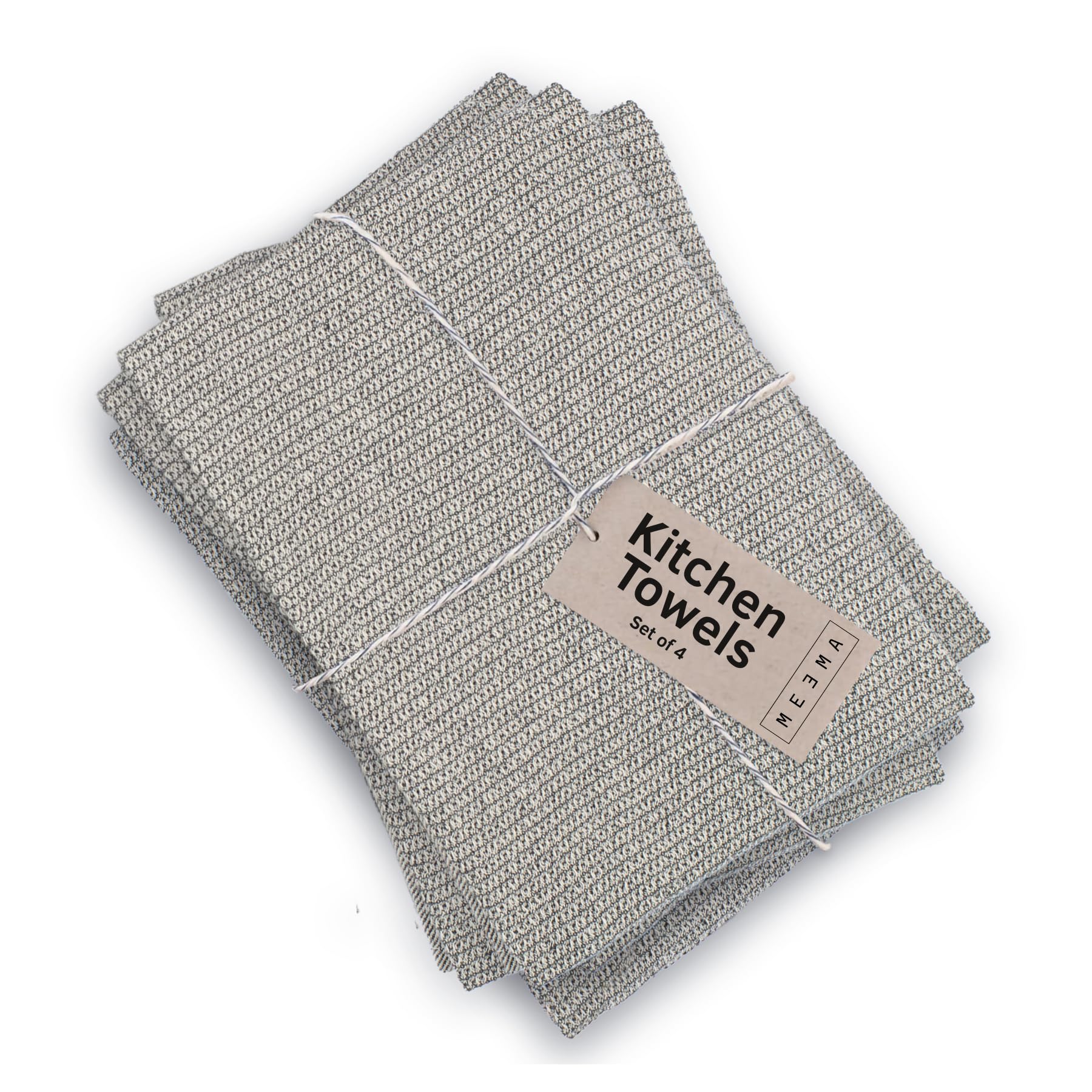 Meema Waffle - Charcoal Kitchen Towels And Dishcloths Sets Of 4 | Large 18 X 28 Inch | Upcycled Cotton Tea Towels For Kitchen | Super Absorbent Cotton | Charcoal | Hand Towels