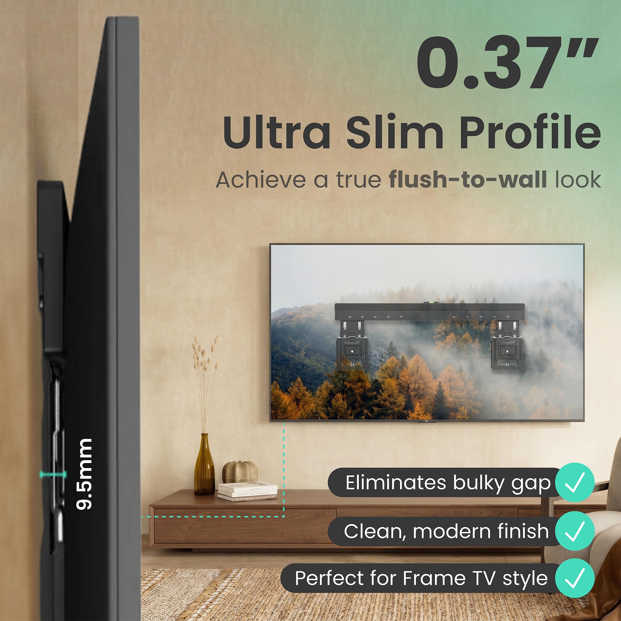 ynVISION.Design Ultra Slim Micro Gap TV Wandhalterung | Kompatibel mit Samsung Frame TVs (2021–2024) für einfache Installation (81,3 cm - 165,1 cm, 1 Stück)
