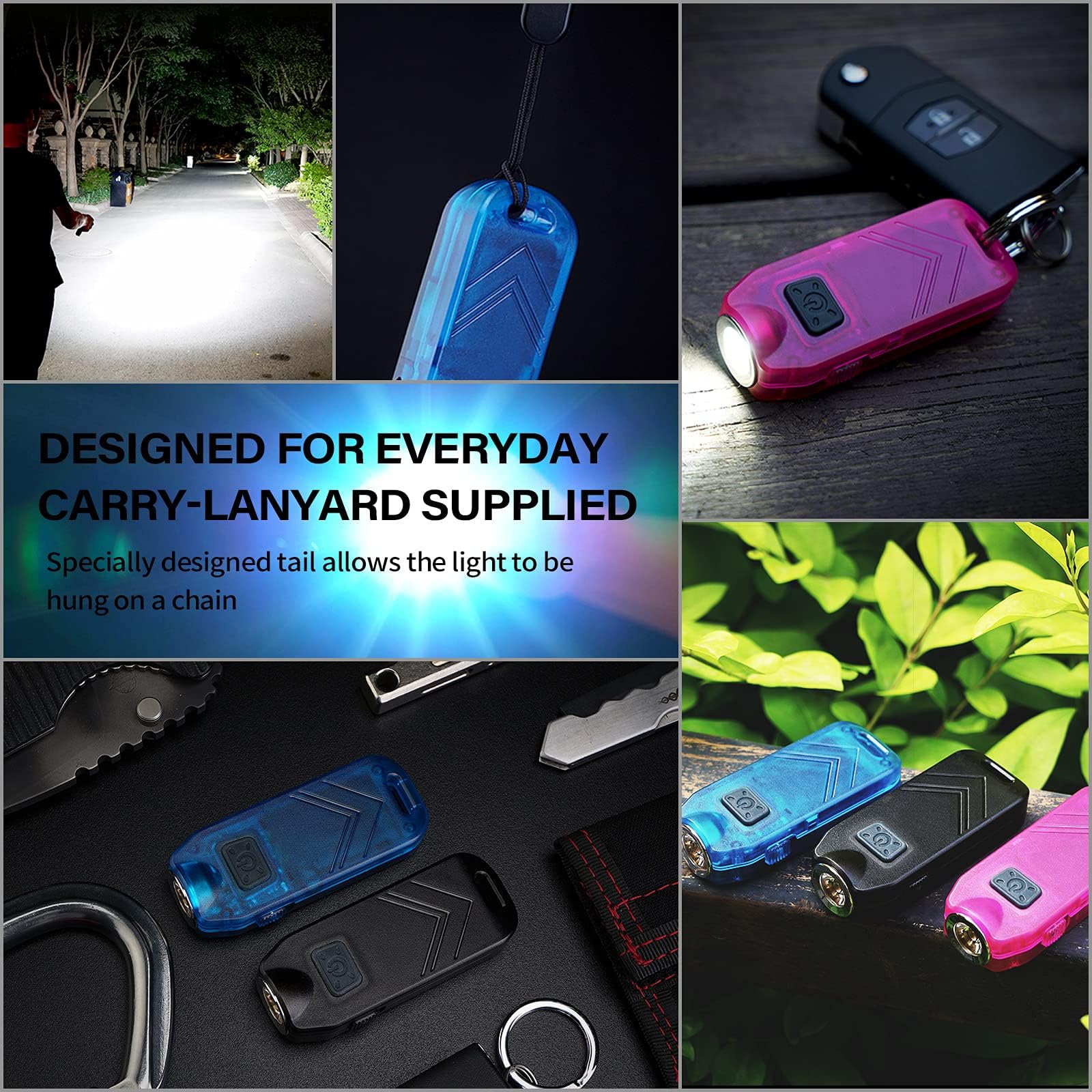 MecArmy SGN5 Latarka osobista z alarmem USB, mini ręczna latarka z brelokiem EDC | LED z 560 lumenami małe i wydajne światło | alarm do 115 dB syrena (czerwona)