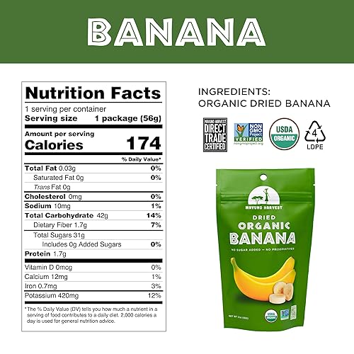 Miniatura 103 de Mavuno Harvest Paquete variado de frutas secas orgánicas, mango seco, papaya, piña, plátano, yaca y mezcla tropical, saludable, vegano, sin azúcar