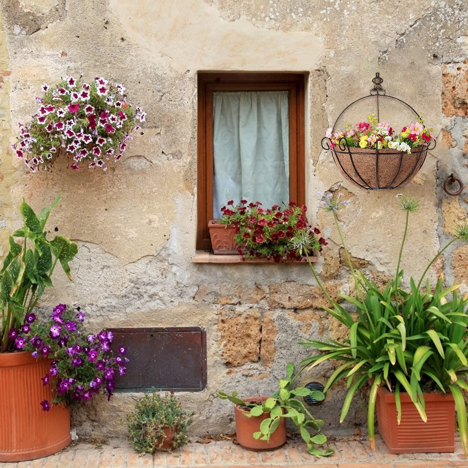 Lot De 2 Pots De Fleurs Muraux En Métal Galvanisé À Suspendre Avec 8