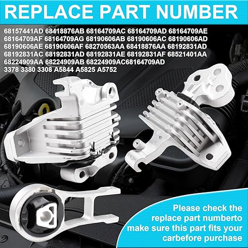Miniatura 4 de Motor de motor y montaje de transmisión de repuesto para Jeep Cherokee 2014-2019 2.4L, Chrysler 200 2.4L 2015-2019 Parte # 3378 3380 3308,
