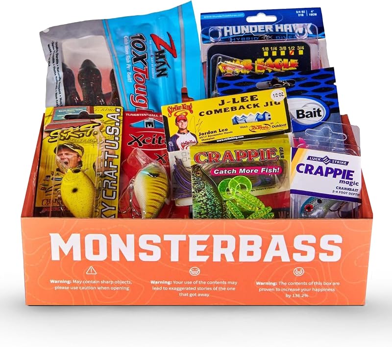 Caja misteriosa para aparejos de pesca, caja multiespecies para pescadores de agua dulce | Incluye señuelos profesionales para lubina, panfish, trucha y lucio. un regalo de pesca premium para hombres y pescadores de agua dulce
