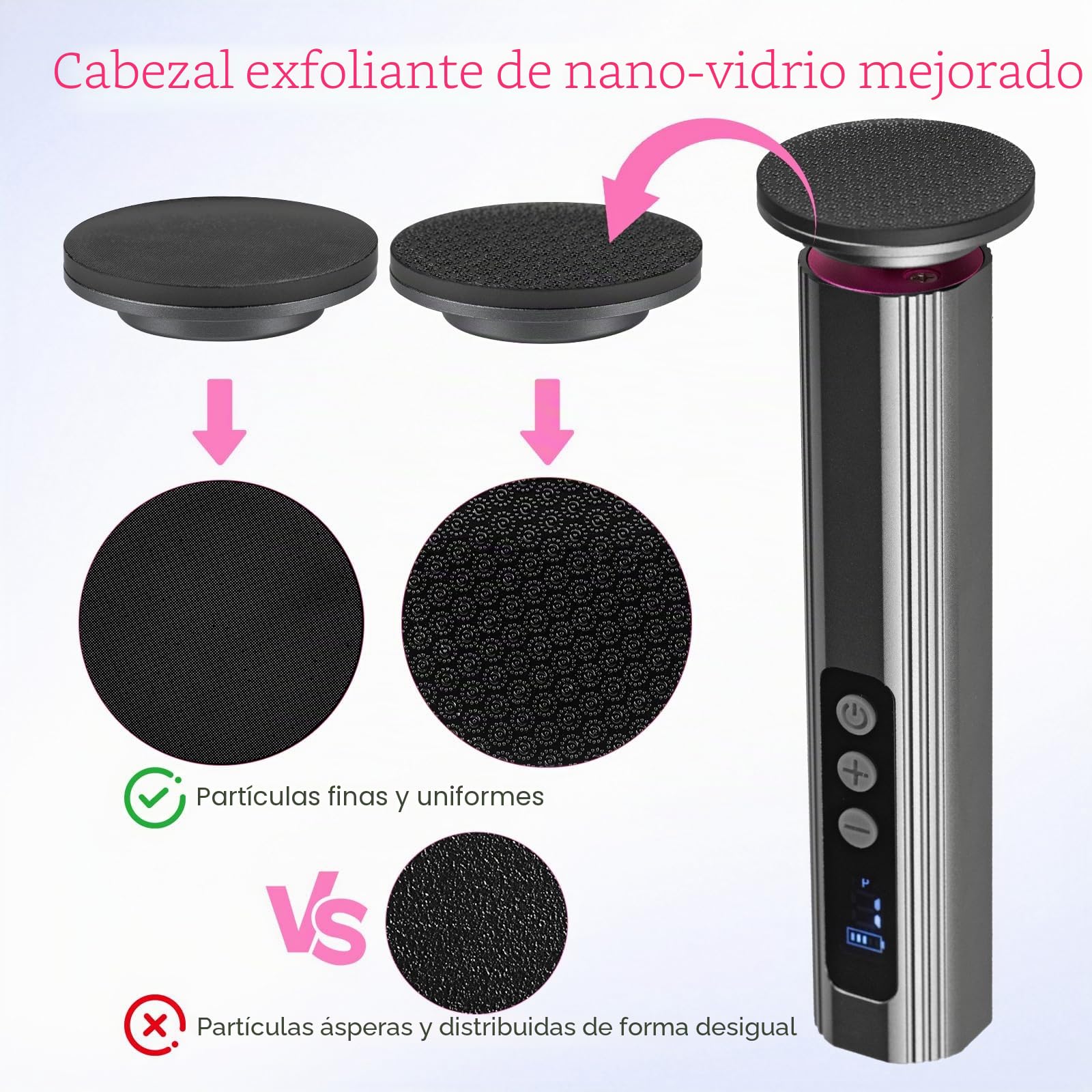 2 en 1 Lima Electrica Pies Durezas Inalámbrica 2600mAh con 9 Velocidades Ajustables, Maquina Quita Callos Pies 2 Placa Pulido de Vidrio Nano, Limador de Durezas Electrico, Gris