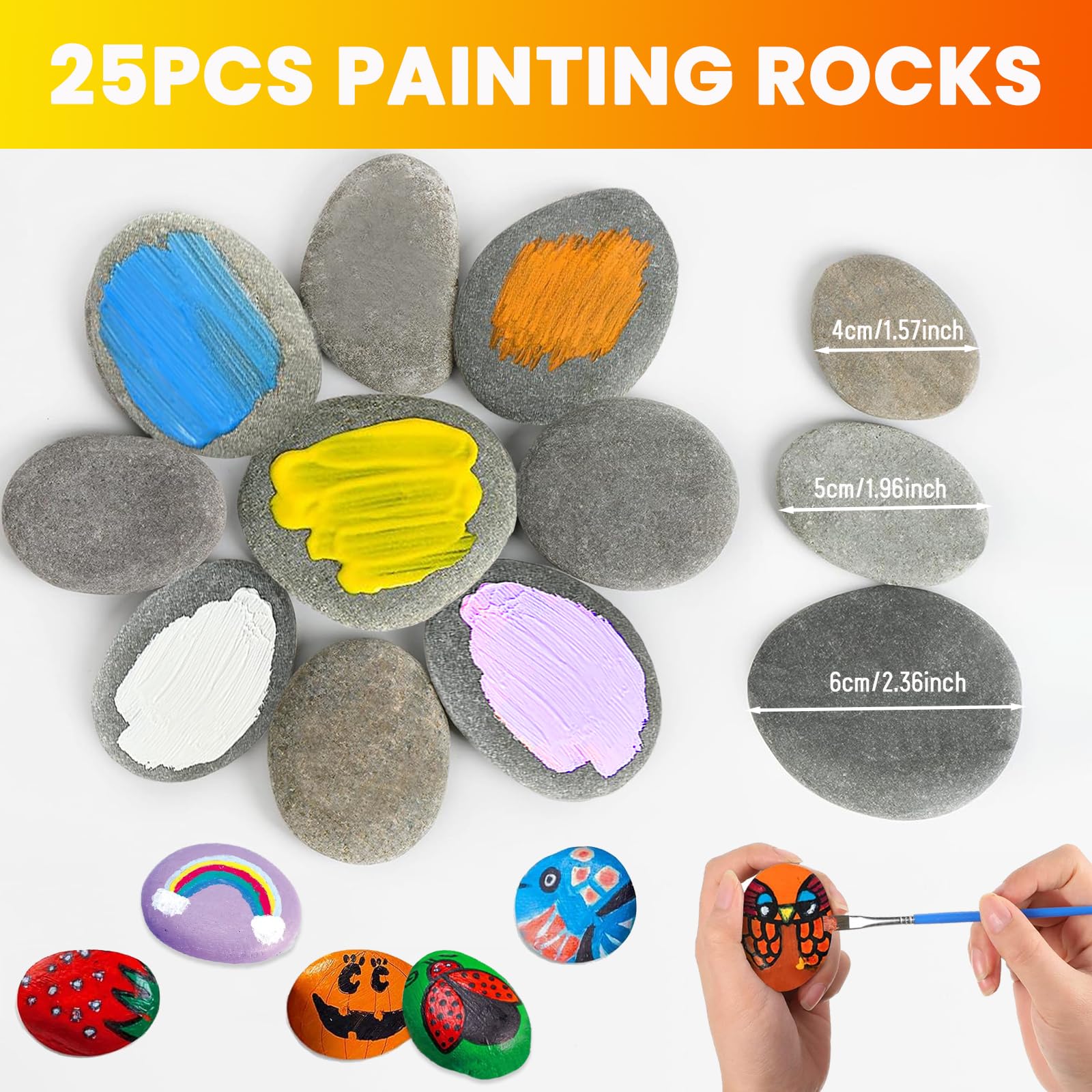 25 Pietre Piatte Per Dipingere - Sassi Naturali Per Decorazione, Fai Da Te E Giardino - Foto 8