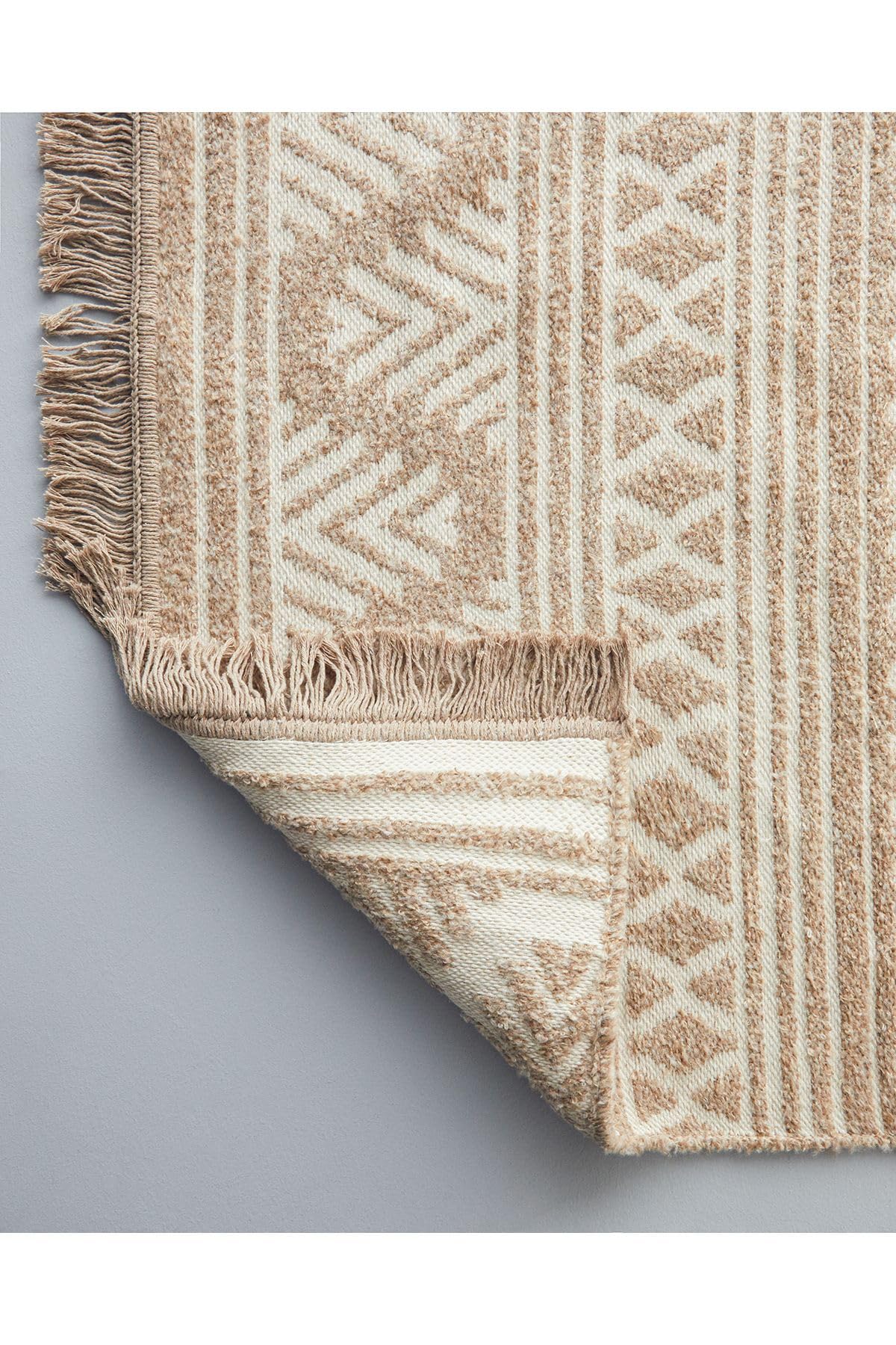 English Home Welle Dokuma Kilim 80x150 cm Açık Krem - Kahve