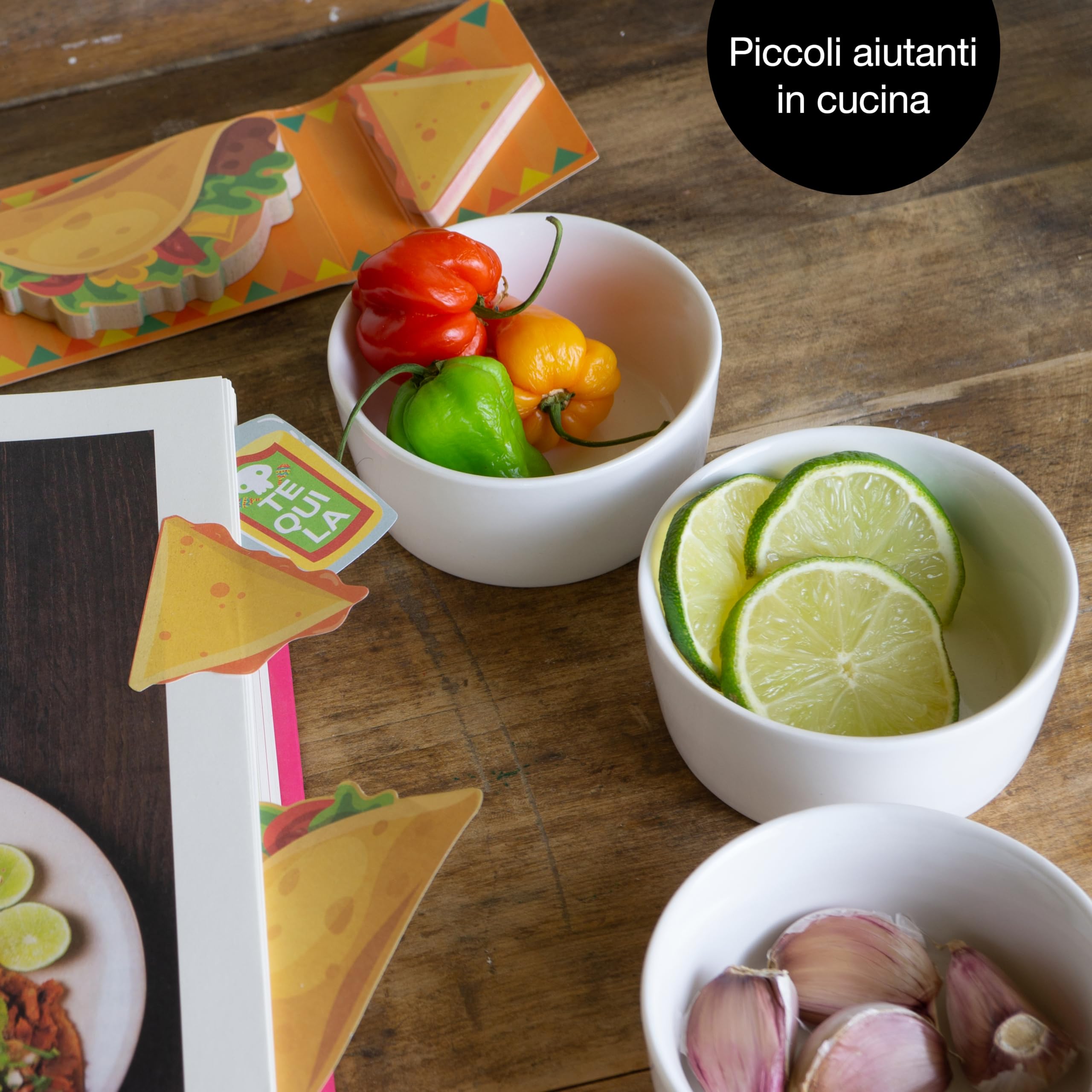 Moritz & Moritz set da 11 pz Serving Set Sesame - vassoio in ardesia con manico in legno ciotole in ceramica cucchiai di bambù - per antipasti e snack