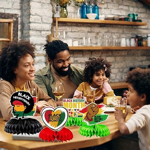 Miniatura 4 de Decoración de centro de mesa del mes de la historia negra, 8 piezas de decoración de mesa afroamericana, decoración de centro de mesa 3D para el mes