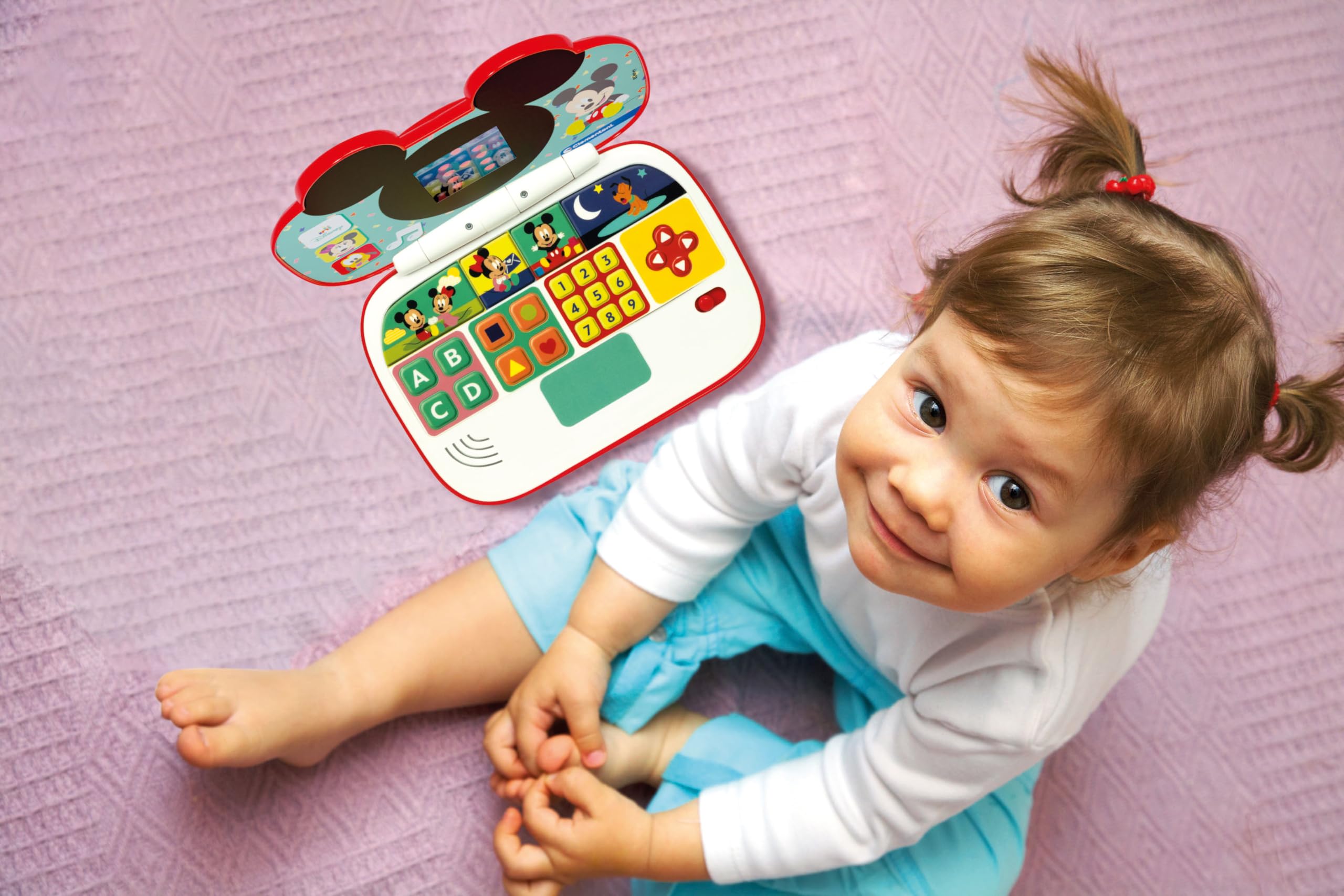 Clementoni - Disney Baby Mickey-Il Mio Primo Laptop, elektroniczny komputer edukacyjny, przenośny, litera i cyfry, dla dzieci od 9 miesięcy, włoski, 17834