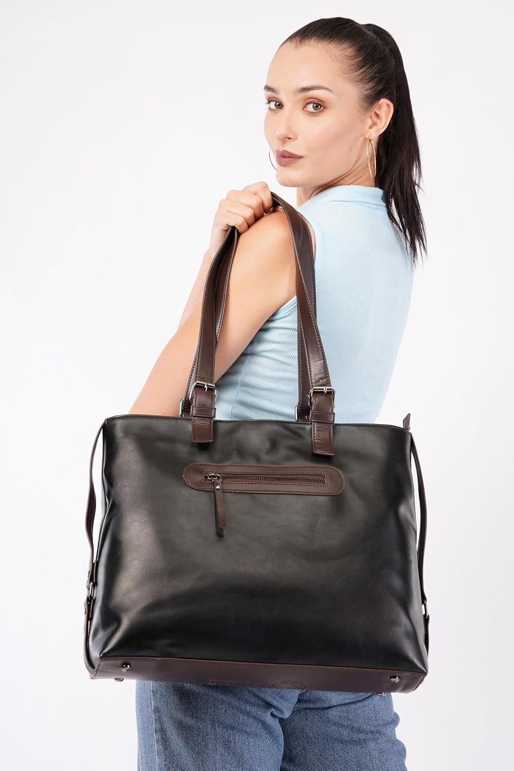 ECM 3pcs Vegan Tote Set for Women-Stylish Top Handle Laptop Bag Purse Sling Handbag Cosmetic Pouch bag-Travel Work Leisure