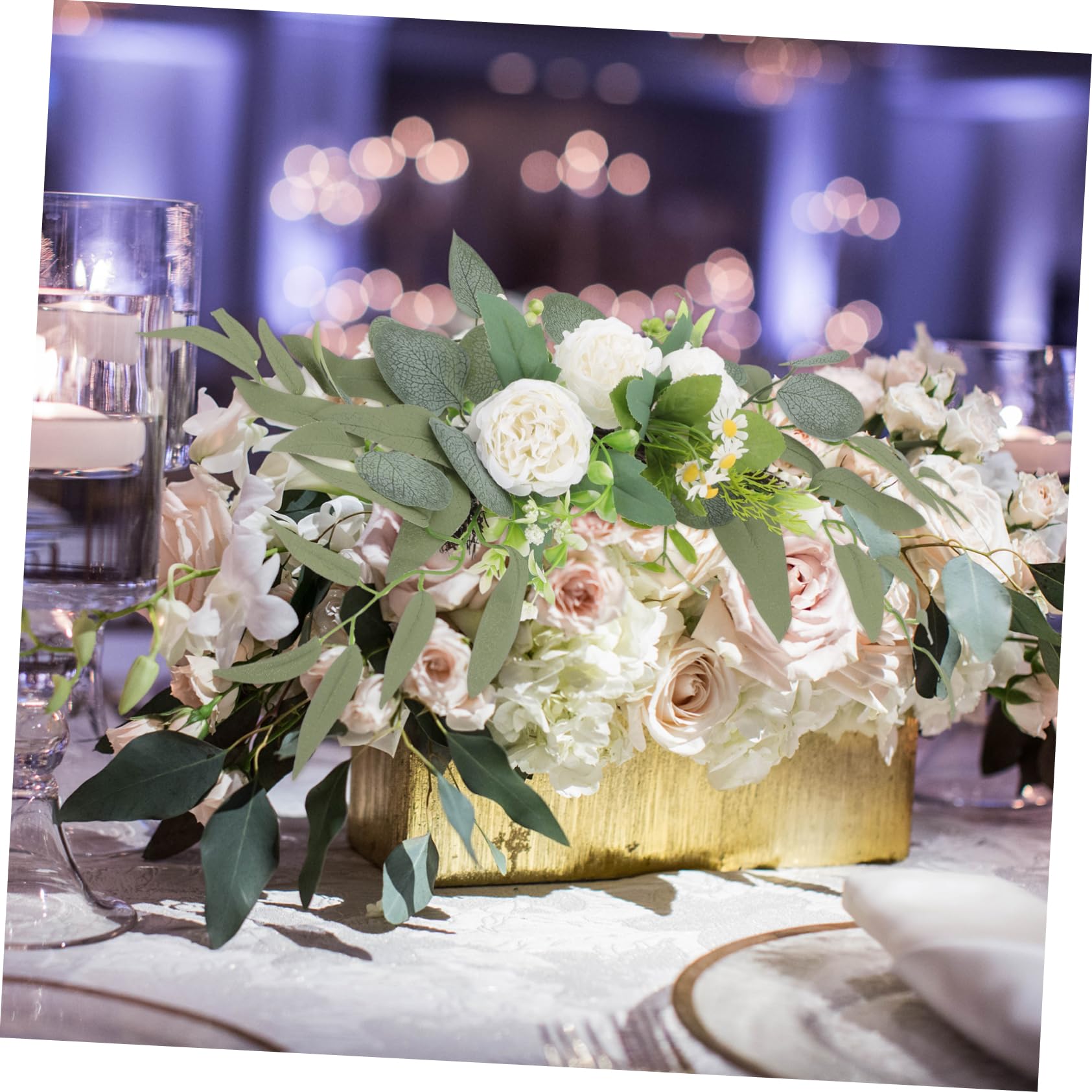 TOPBATHY 2 Künstliche Pfingstrosen Blumenbögen für Hochzeitsdeko Weiß | Kunststoff, 2 Stück, zur Verzierung von Willkommenstafeln, Chic, Lebendig, Natürlich