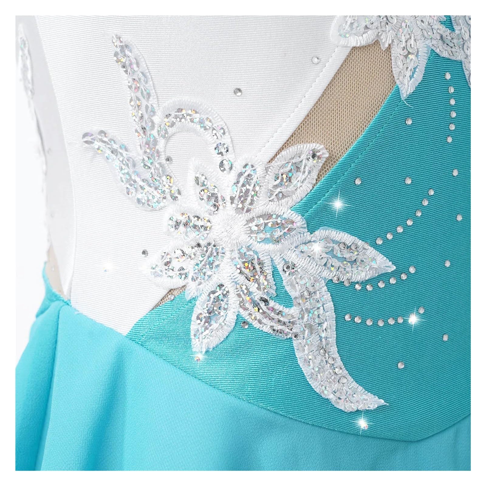 Maillot patinaje artistico Ropa de patinaje sobre hielo for niñas, leotardo de gimnasia de Ballet Floral con lentejuelas, vestido de patinaje artístico for competición de baile, disfraz de escenario(B