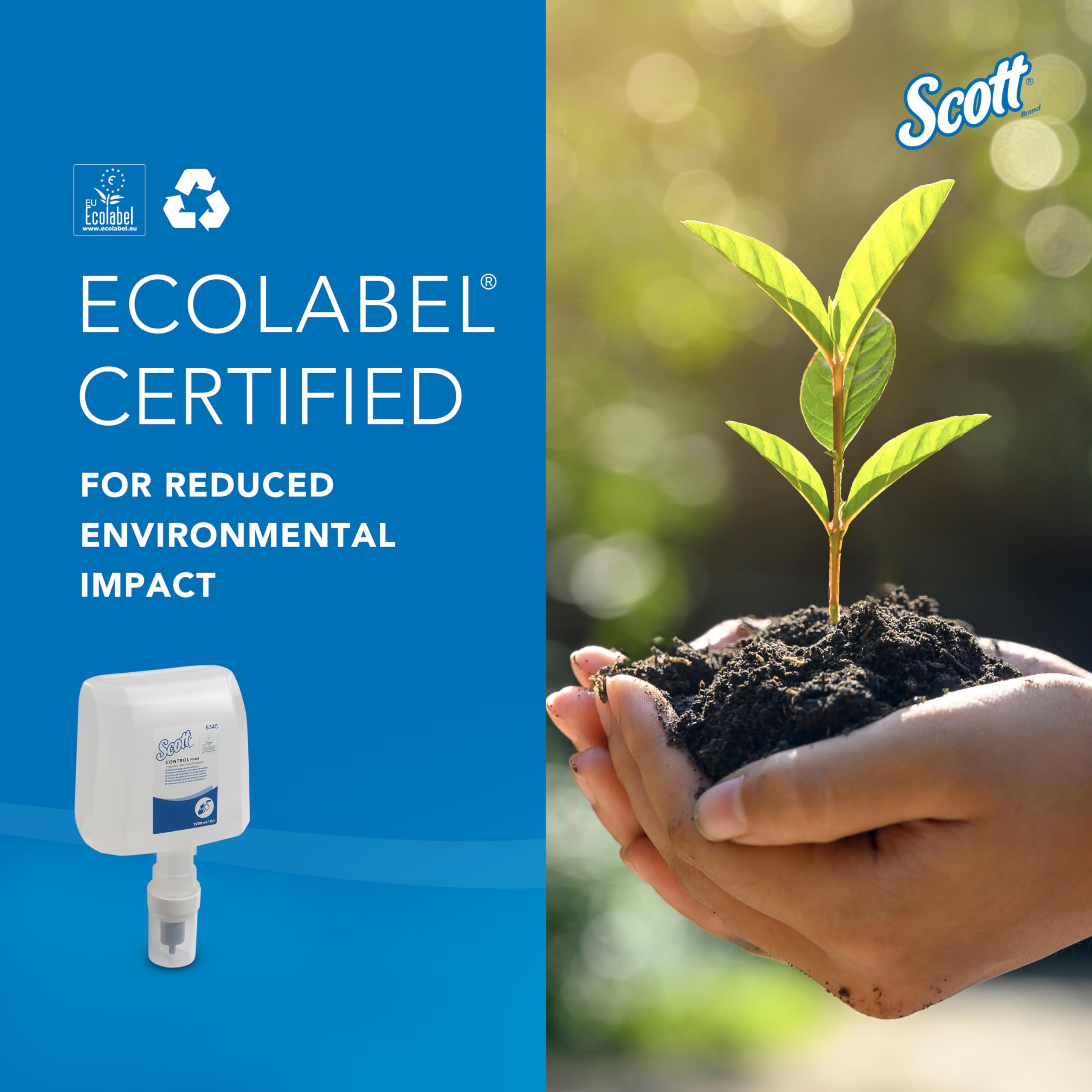 Scott® Control™ Schaumhandseife 6345, unparfümierte Handseife für häufige Verwendung, 4 Kassetten nachfüllbarer farbloser Handreiniger x 1,2 Liter (insg. 4,8 l)