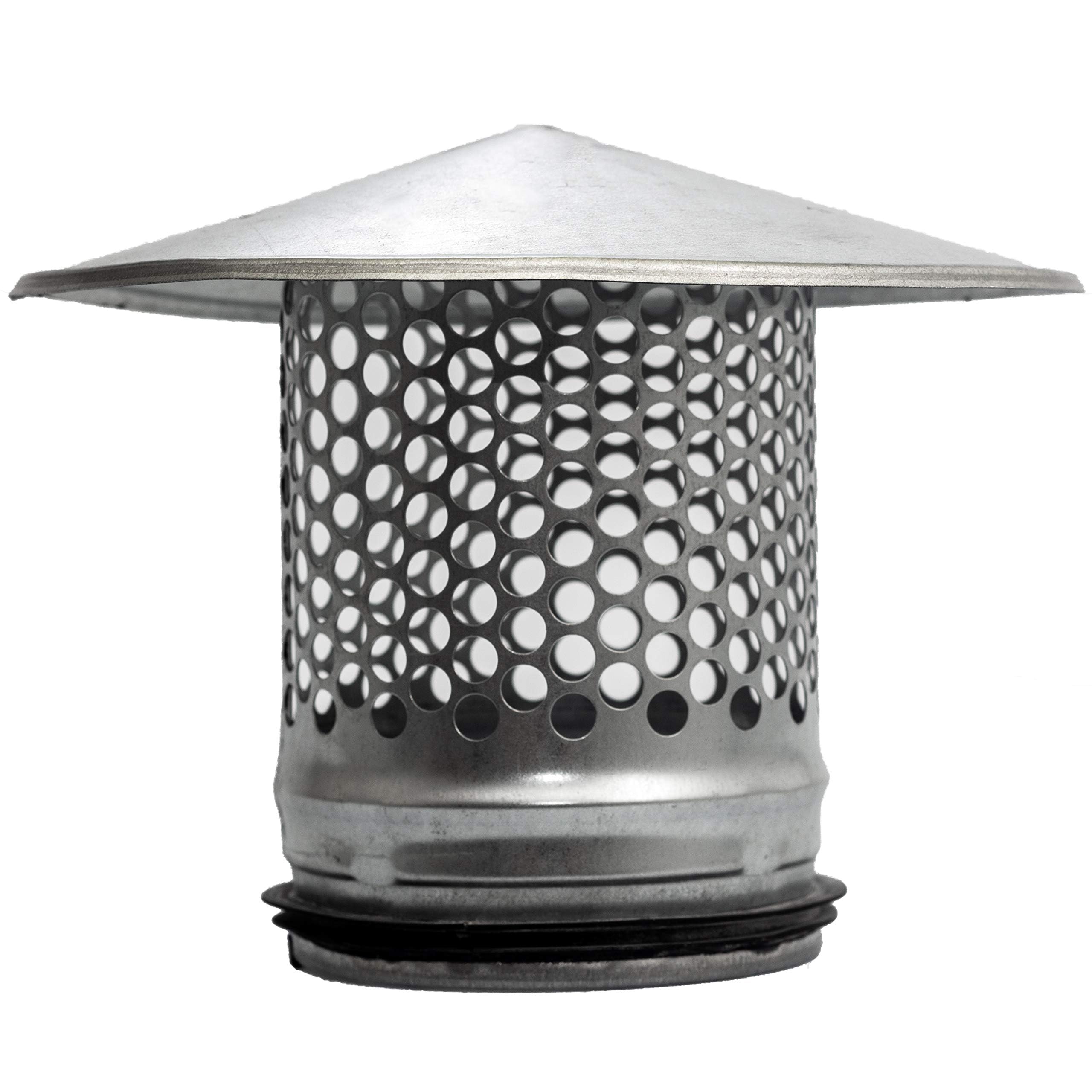 Vent Systems 4" Inch Round Chimney Cap – Galvanized Steel Roof Vent Cap with Rubber Seal - Heavy-Duty Rain Vent Cover for Wood Stoves, Exhaust Vents, Furnace Pipes, HVAC Flue Protection – Outdoor Use