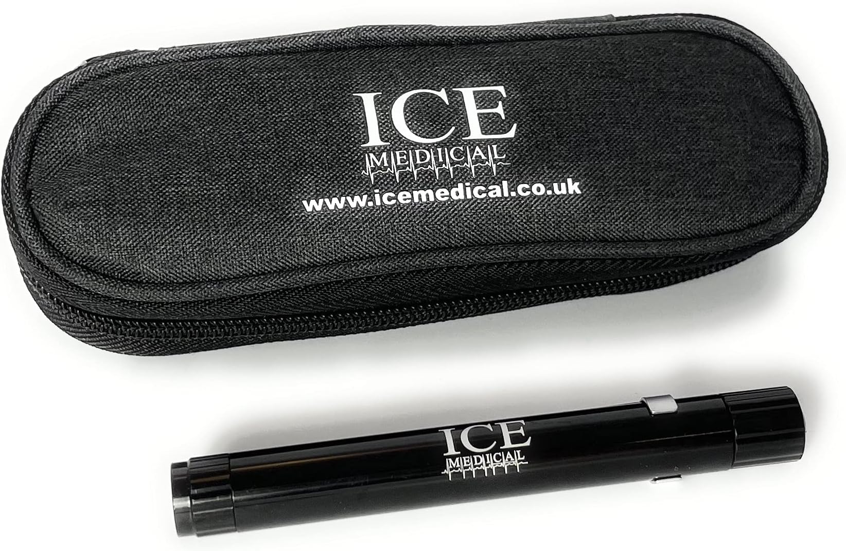 New ICE Medical LED Nurses Penlight/Pentorch Pocket Torch Light Reusable with Pocket Clip for Pupil Exam Doctor Paramedic (Black, 1 x with Case)