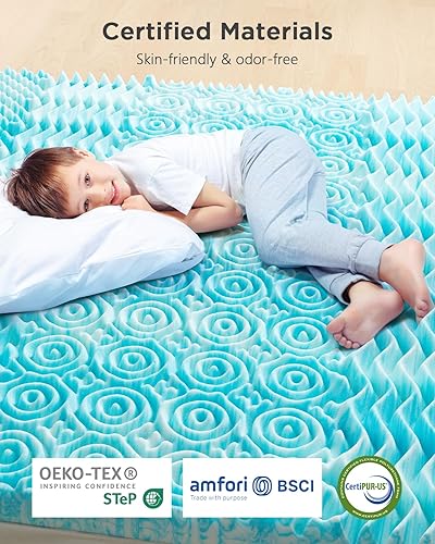 Miniatura 5 de PERLECARE Cubrecolchón de espuma viscoelástica Queen de 3 pulgadas y 7 zonas, cubrecolchón de gel refrescante con canales de flujo de aire,