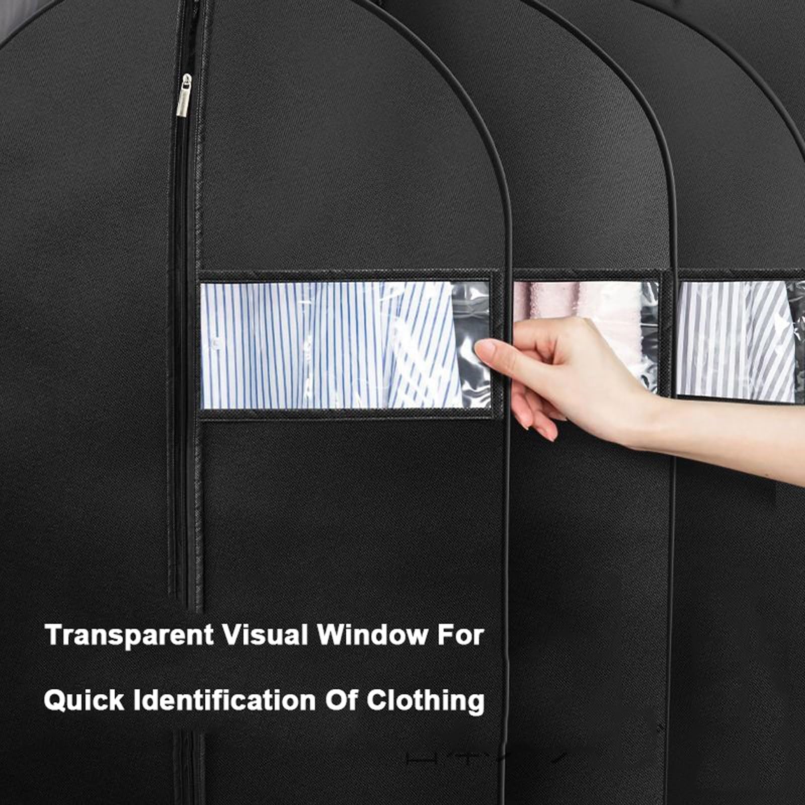 Paquete de 5 Fundas Ropa Armario, Funda Traje con Cremallera y Ventana Transparente Visible para Guardar Trajes, Chaquetas y Vestidos(60x100cm/24x39in)