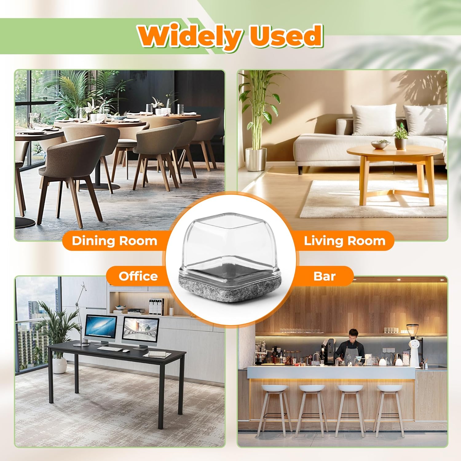 Chair Leg Floor Protectors - 8PCS Square Chair Feet Protectors Caps for Hardwood Floors, Silicone Non Slip Felt Furniture Pads, Wrapped Thickening Table Stools Leg Covers Cups (Fit: 1.1"-1.38")