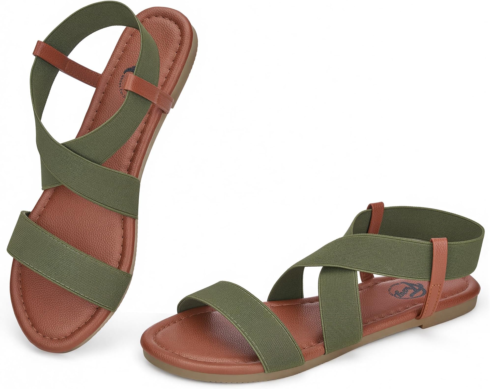 Women's Flat Sandals, Comfortable Elastic Strappy Sandals, Round Toe Summer Slides for Walking, Beach & Travel