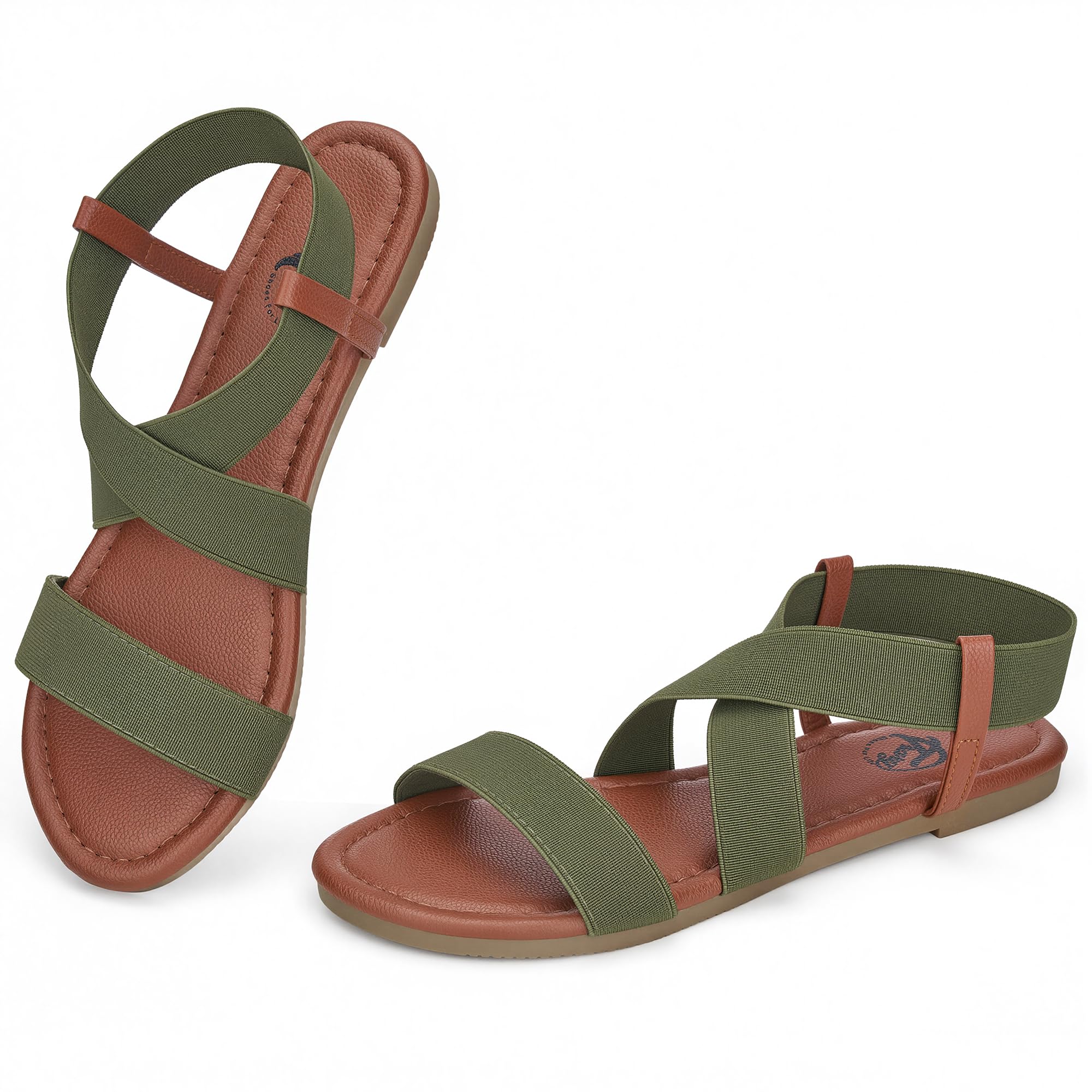 Women's Flat Sandals, Comfortable Elastic Strappy Sandals, Round Toe Summer Slides for Walking, Beach & Travel