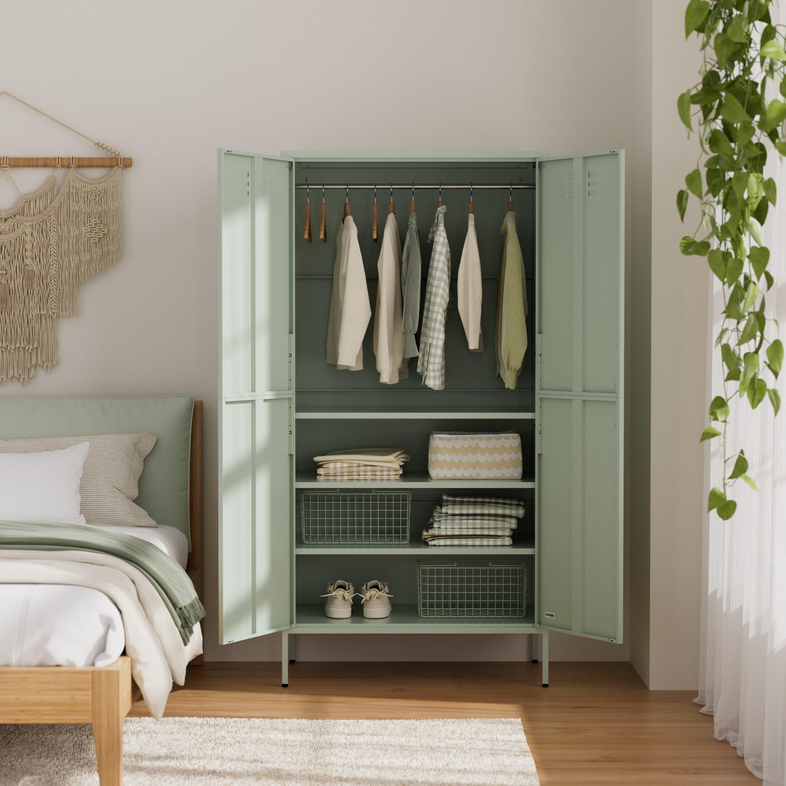 Armadio in Metallo – Guardaroba in Acciaio con Ripiani Regolabili – Armadio Industriale Multiuso – 35x50x180 cm / 90x50x180 cm (Verde, 90x50x180cm)