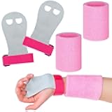 Civaner 2 Gymnastics Grips Wristbands Sets Pink Gymnastic Hand Grips Protection and Wrist Support Sports Accessories for Workout Exercise Basketball Tennis Football
