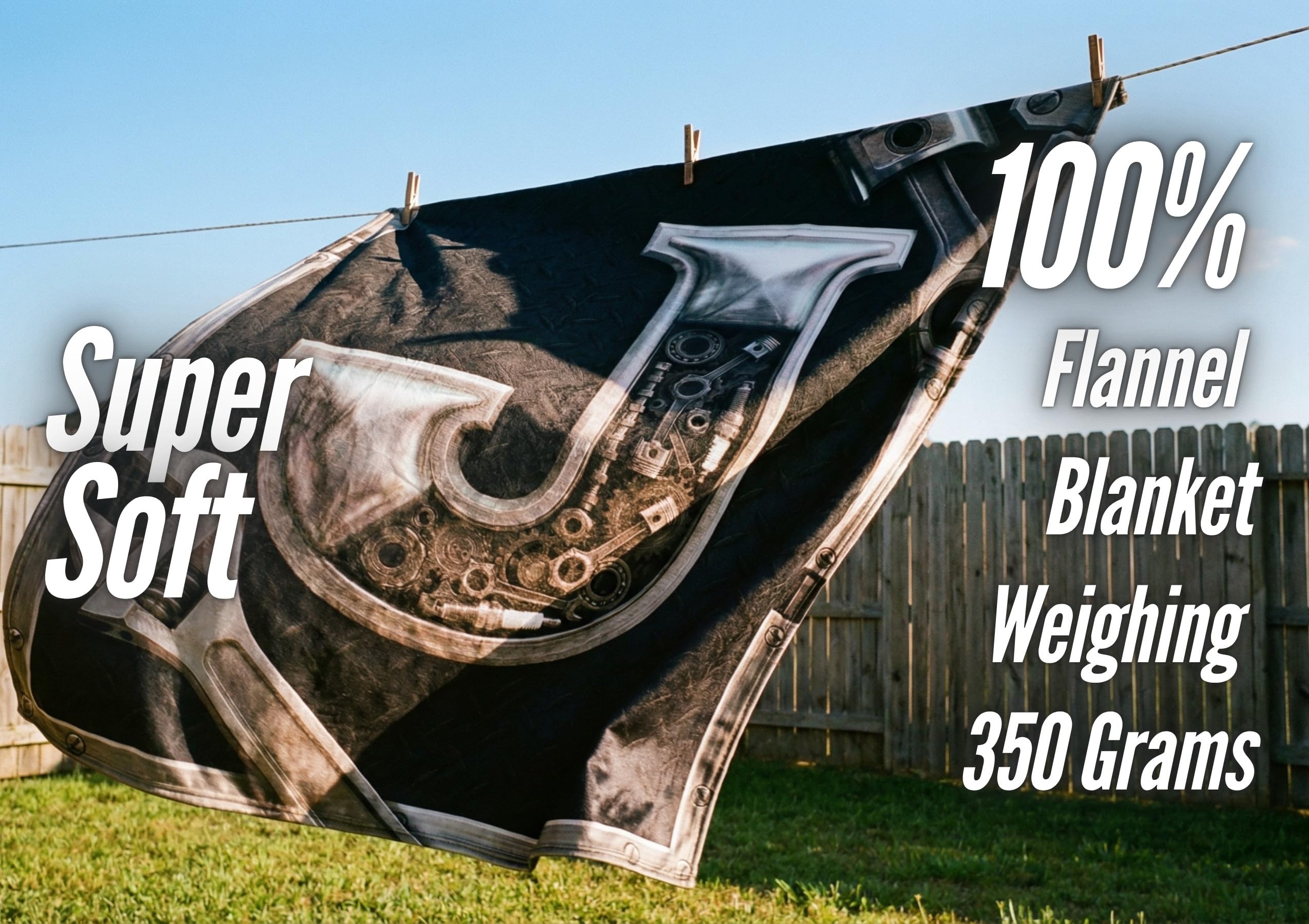 Huglanket Mechanic Blanket, Mechanic Gifts for Men, 300gsm Flannel Throw Blankets, 50"x 65"-J