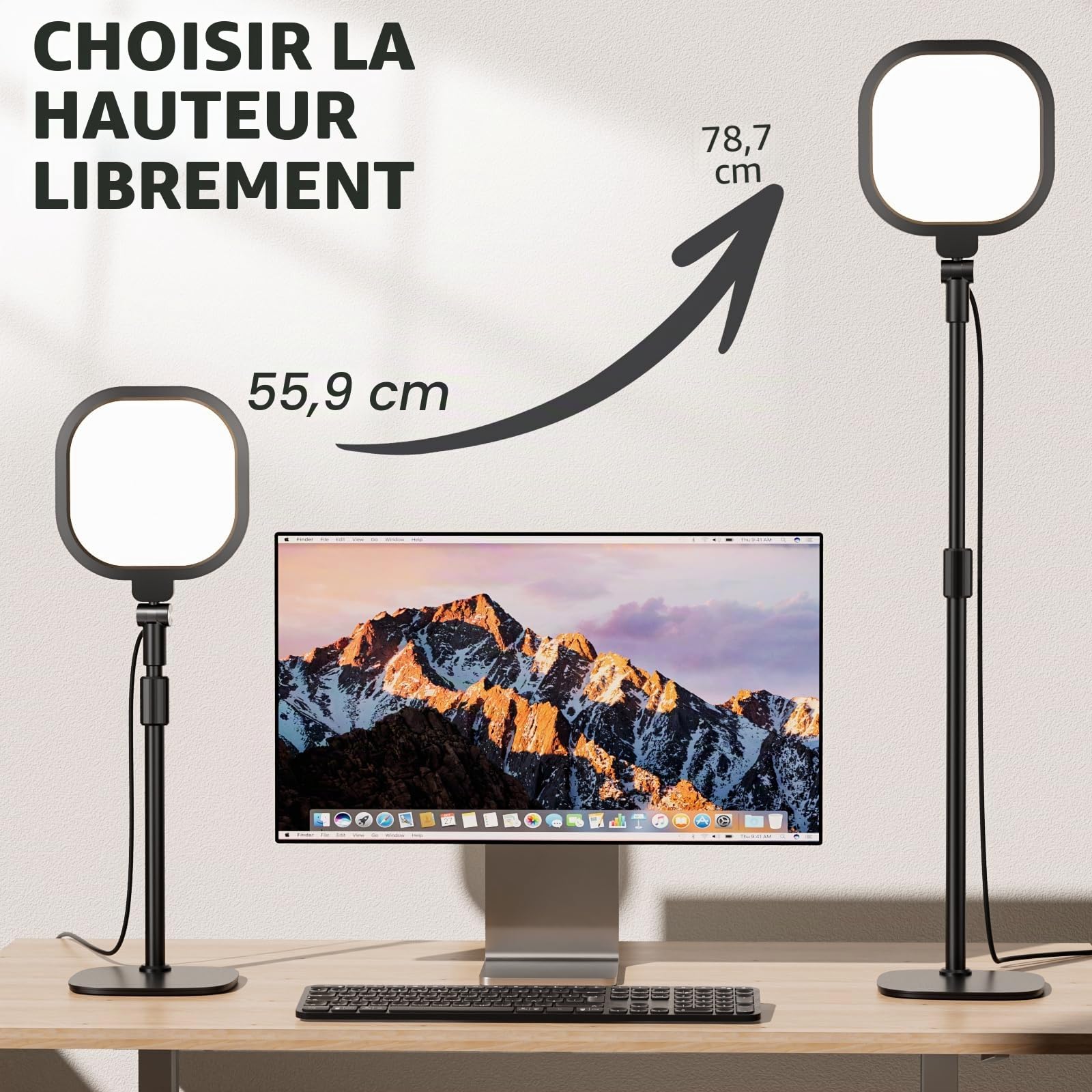 Lampe Anneau Vidéo LitONES pour Réunions Zoom - Éclairage de Bureau à Fixation PC/Téléphone avec Support - Lumière Dimmable pour Télétravail, Enregistrement, Appels Vidéo et Webcam