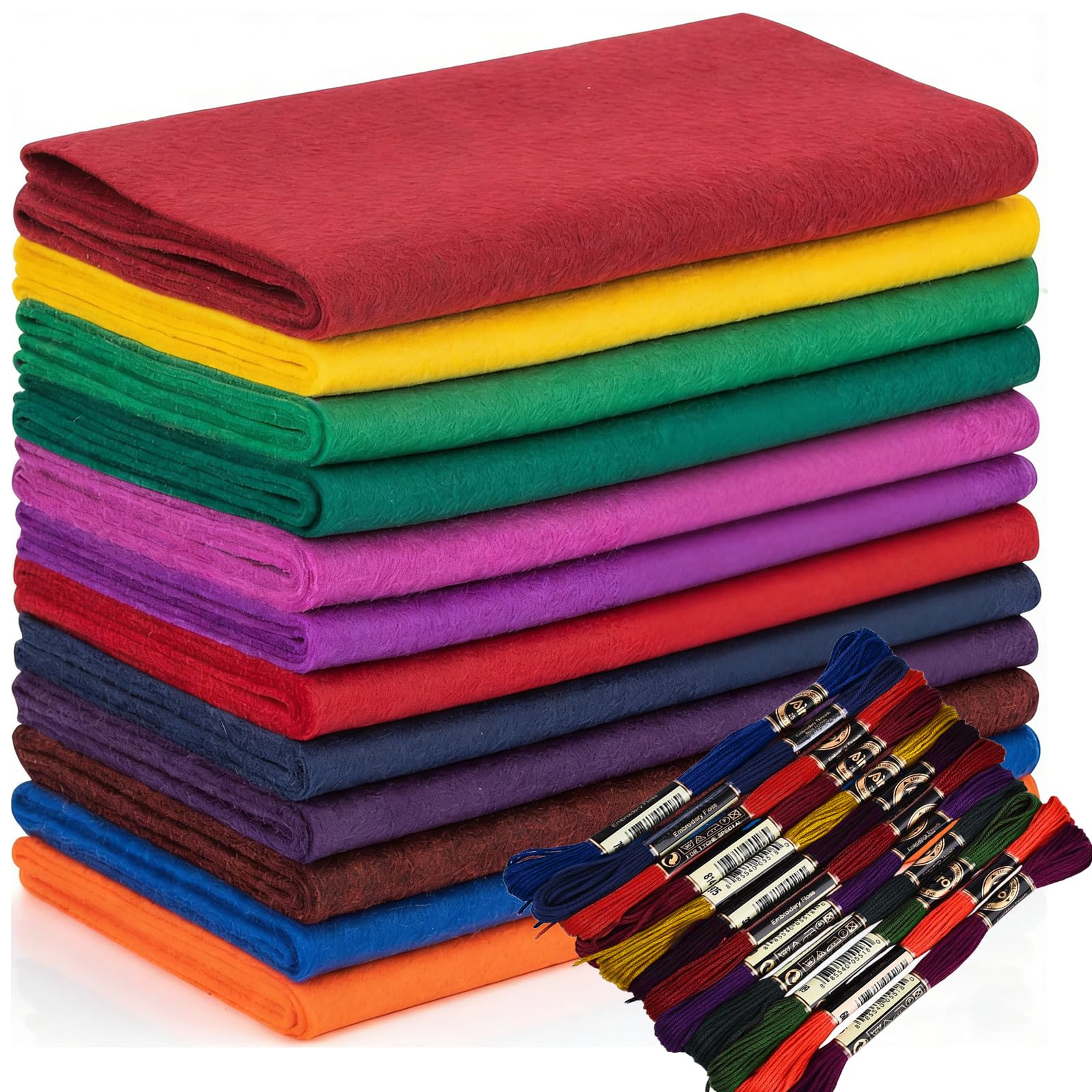 Wonninek 12 Rolls Soft Felt Fabric for Sewing 8" x 35" (20.5 x 90cm) Felt Pack Dark Series Assorted Colors 1.4mm Thick Fabric Roll for DIY Craft Sewing Squares Nonwoven Patchwork — image 1