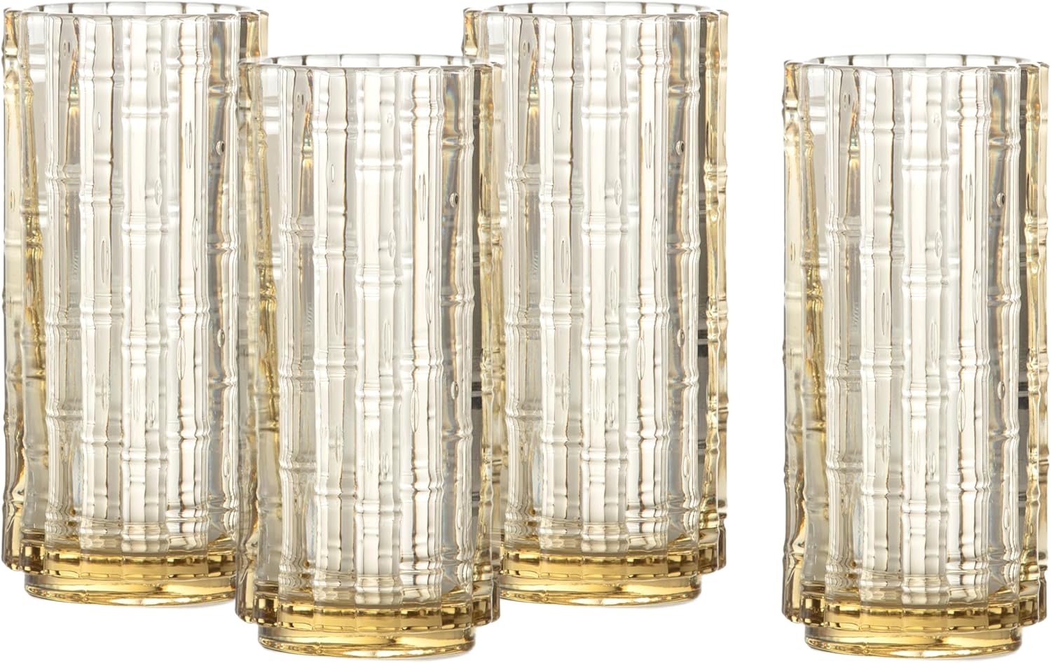 Fortessa Mahalo Stackable Glass, 11.5 Oz. Collins (Set of 4), Ginger Gold