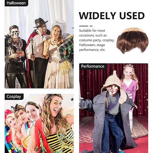 Miniatura 8 de FOMIYES Peluca de disfraz de monje de Halloween, peluca calva con pelo de fraile marrón, accesorios de maquillaje divertidos para cosplay de monje