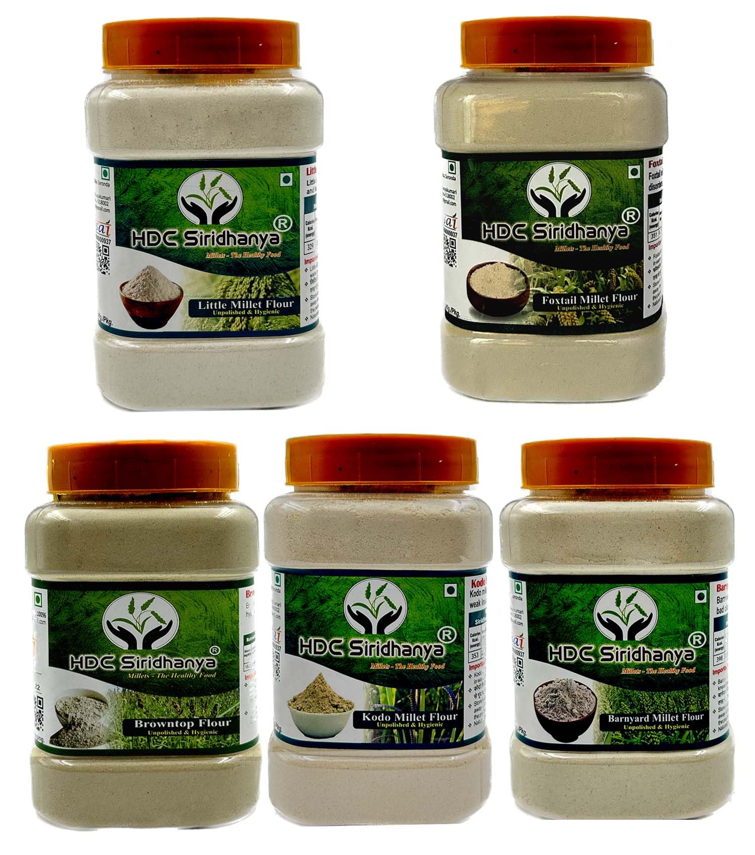 HDC Siridhanya unpolished & Hygienic five positive millets Flour Combo Pack of 5, [Barnyard, Foxtail, Kodo, Browntop, and Little] organically grown from Karnataka, (700gm Each Jar packed) (B09FKC7RDB) Amazon Price History, Amazon Price Tracker
