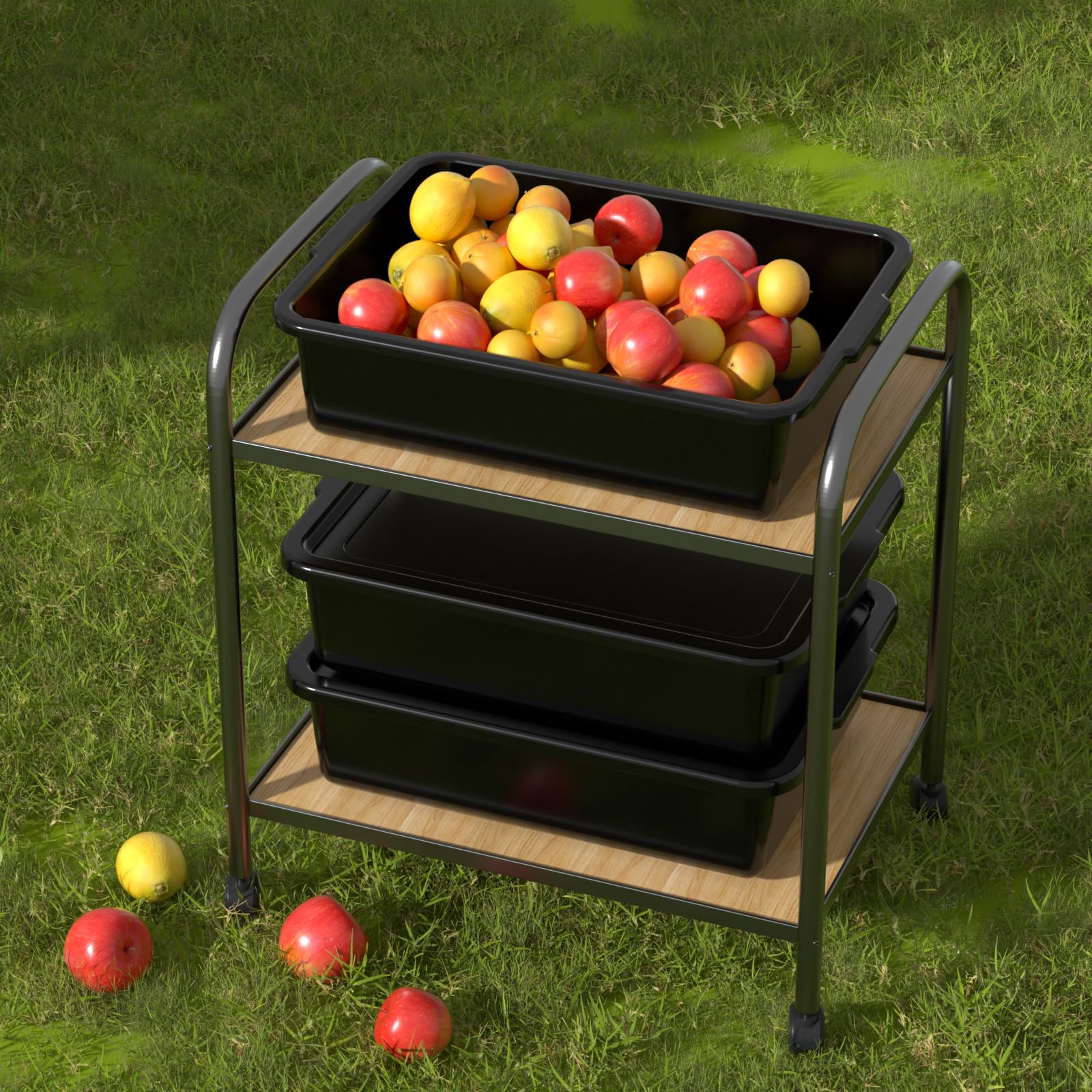 Obstnny 12er Pack 13L Commercial Bus Wanne mit Deckel Kunststoff Bus Box Schwarz