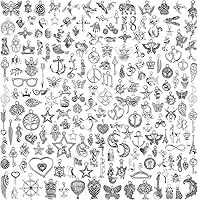 JIALEEY 200PCS Tibetan Silver Charms Bulk Lot - Mixed Metal Pendants for Jewelry Making, Necklace, Bracelet DIY Crafts