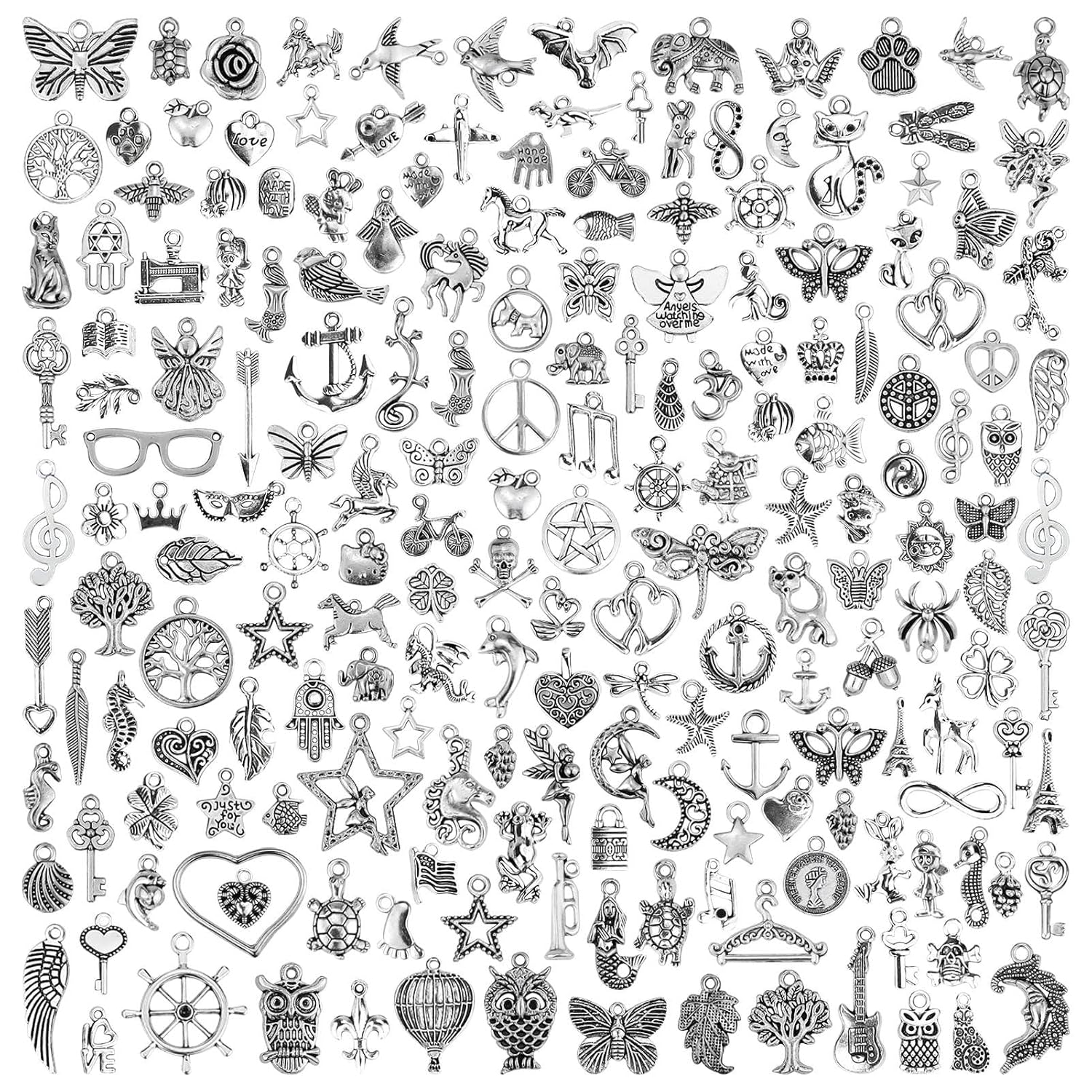 JIALEEY 200 PCS Wholesale Bulk Lots Jewelry Making Charms Mixed Smooth Tibetan Silver Metal Charms Pendants DIY for Necklace Bracelet Jewelry Making and Crafting JIALEEY 200 PCS Wholesale Bulk Lots Jewelry Making Charms Mixed Smooth Tibetan Silver Metal Charms Pendants DIY for Necklace Bracelet Jewelry Making and Crafting
