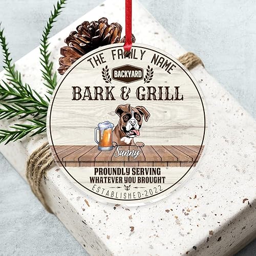 Vista 45 de SILYHEART Presa Canario Christmas Acrylic Ornament Dogs Welcome Ceramic Christmas Keepsake Family Dog Name Funny Christmas Memorial Gifts for Mom