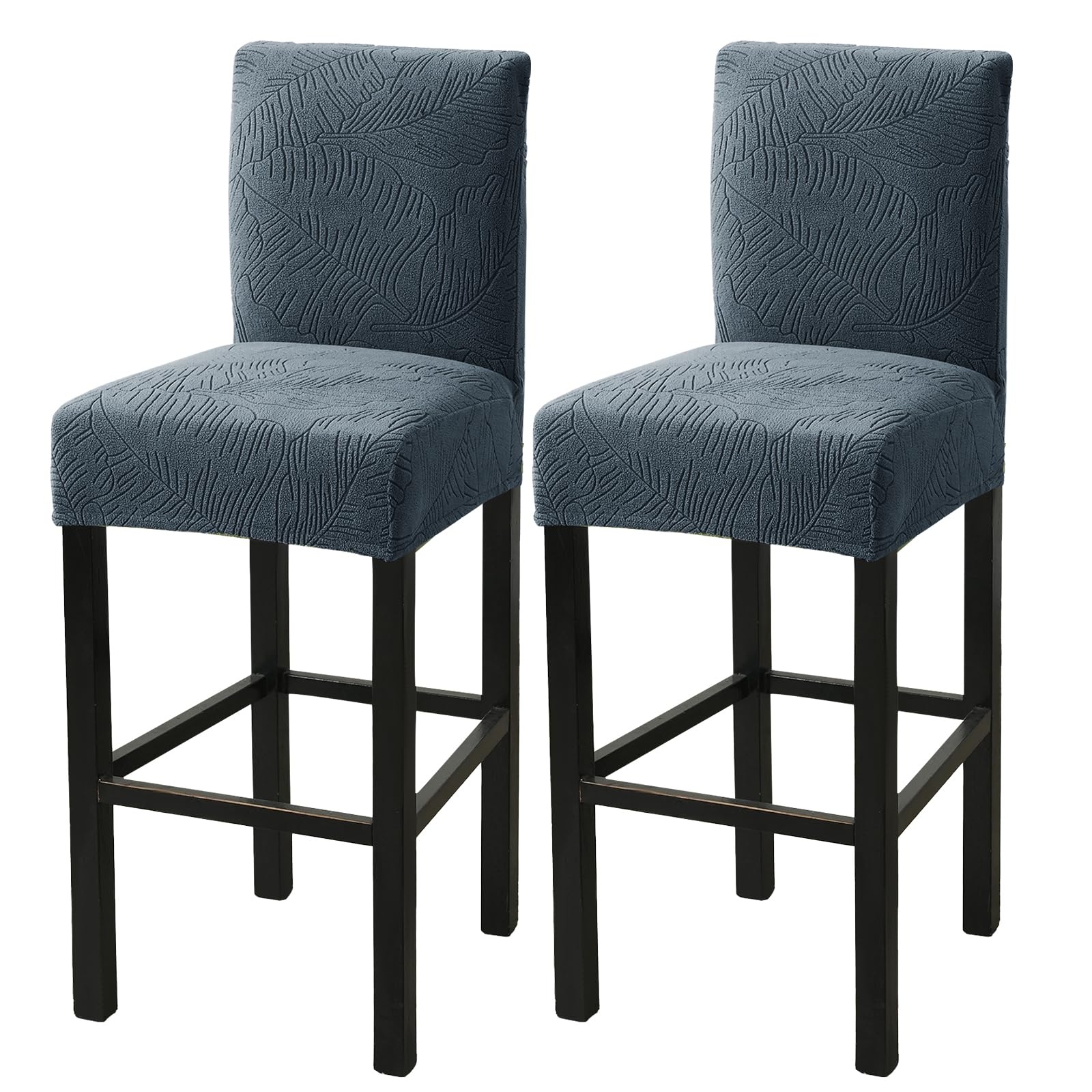 HAOYONG Bar Stool Covers, Stretch Counter Stool Pub Chair Slipcover Washable Counter Height Chair Covers for Kitchen Dining Room Cafe Set of 2 (Dark Gray)
